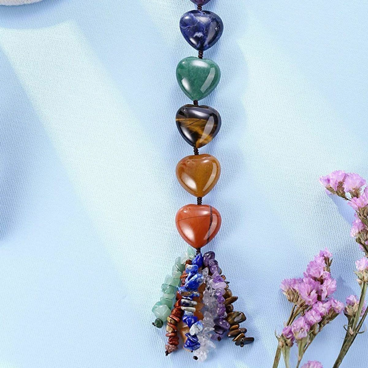 7 Chakra Gemstone Ornament Tassel Shui Hanging Feng Stones Home Cars Decor