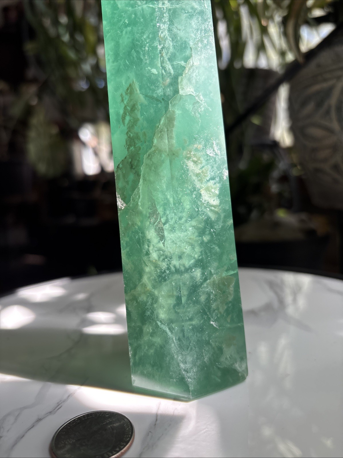 7.75″ Deep Opaque Green Fluorite Tower 726g