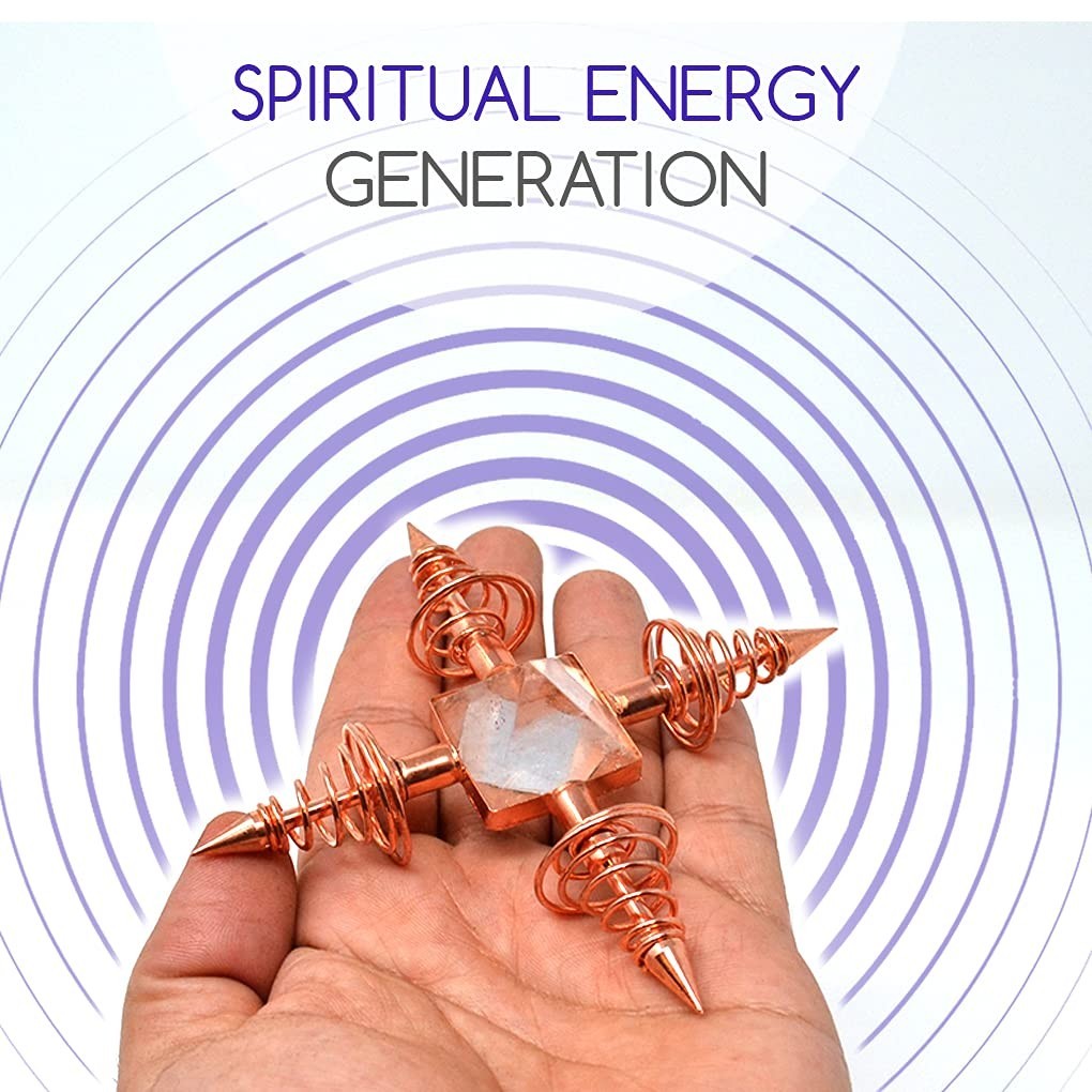Copper Energy Generator with Quartz Pyramid & Coils for Healing, Reiki, Chakra B