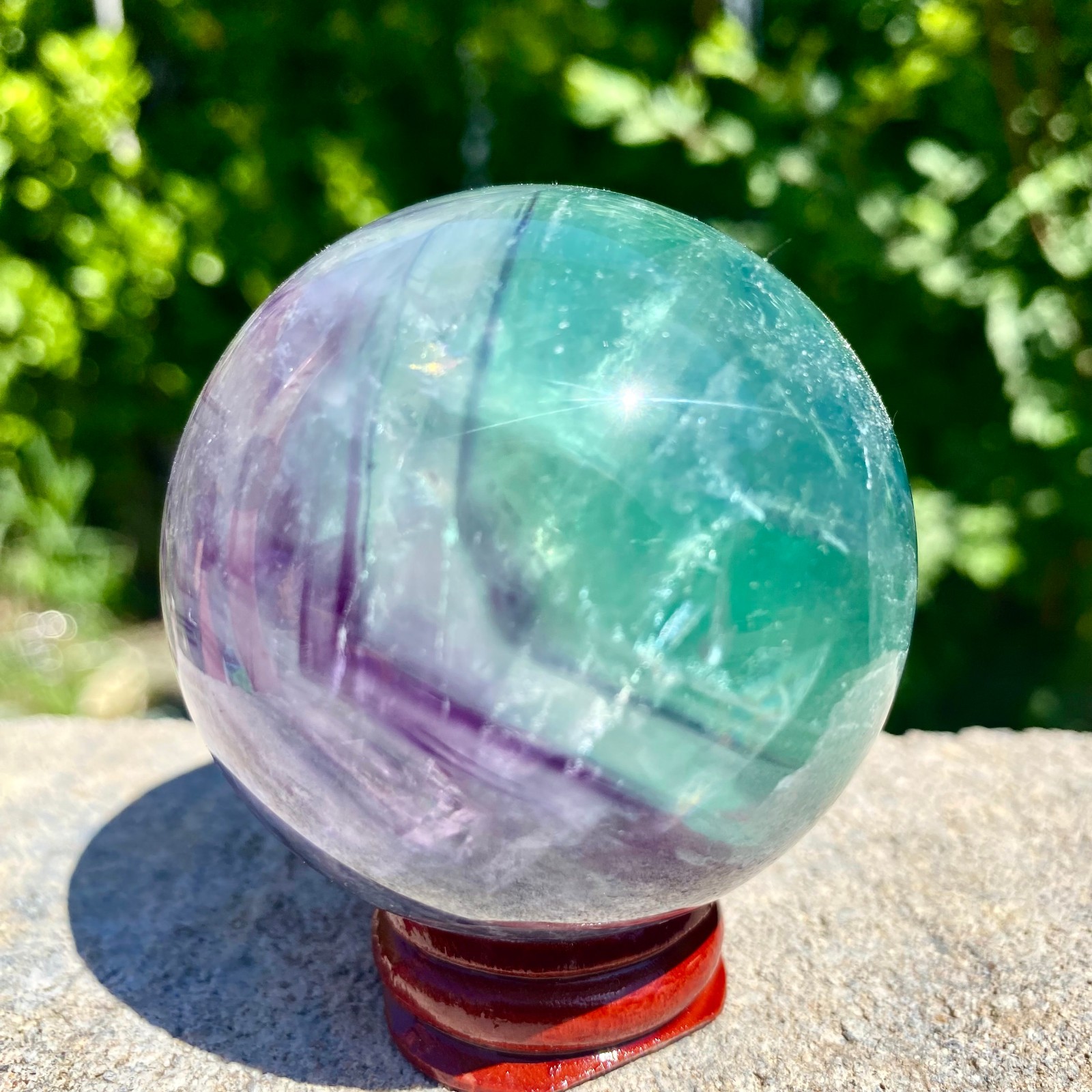 305G natural Green fluorite ball quartz crystal Sphere Reiki energy healing