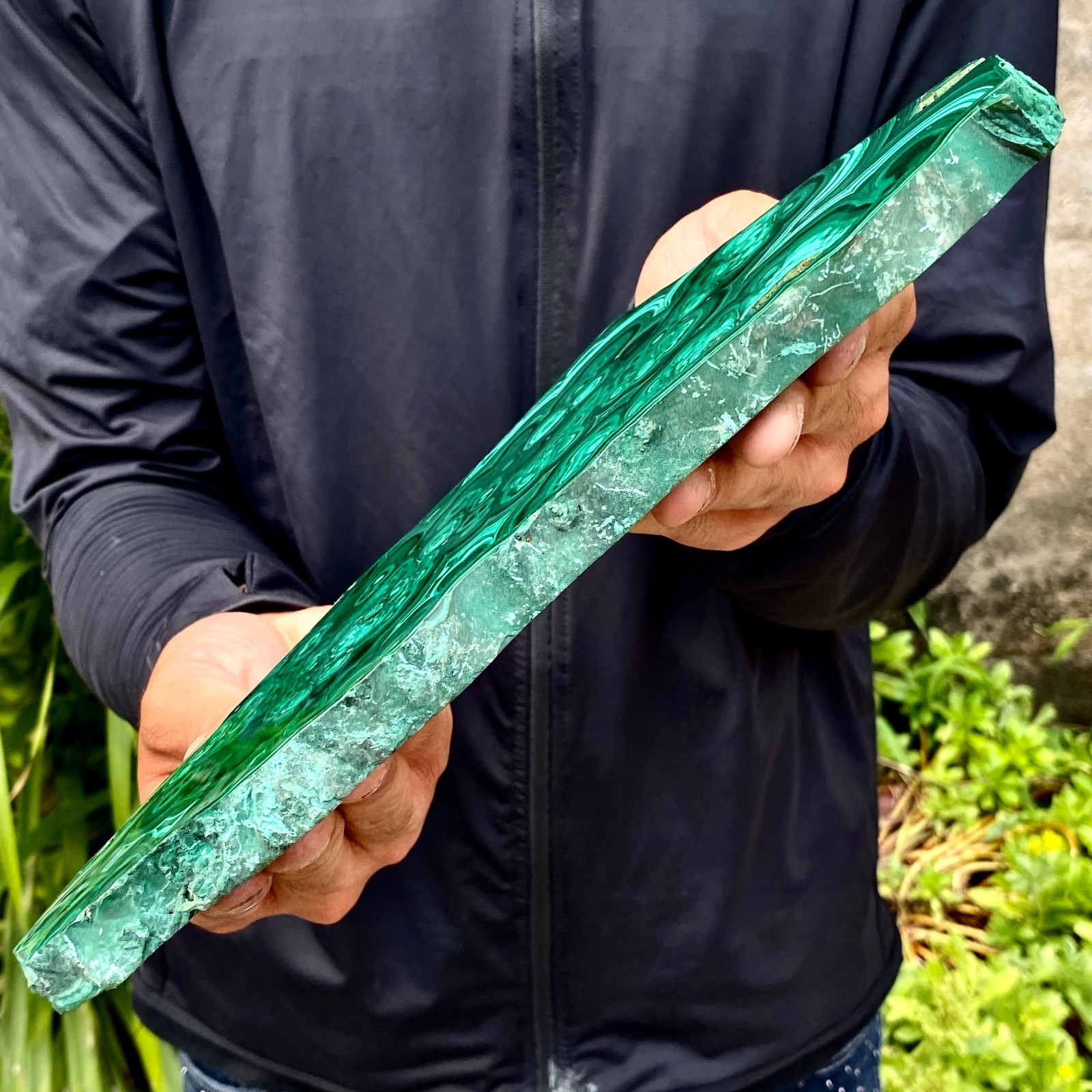 2.71LB Natural Green Malachite Crystal Flaky Pattern Ore Specimen Quartz Healing