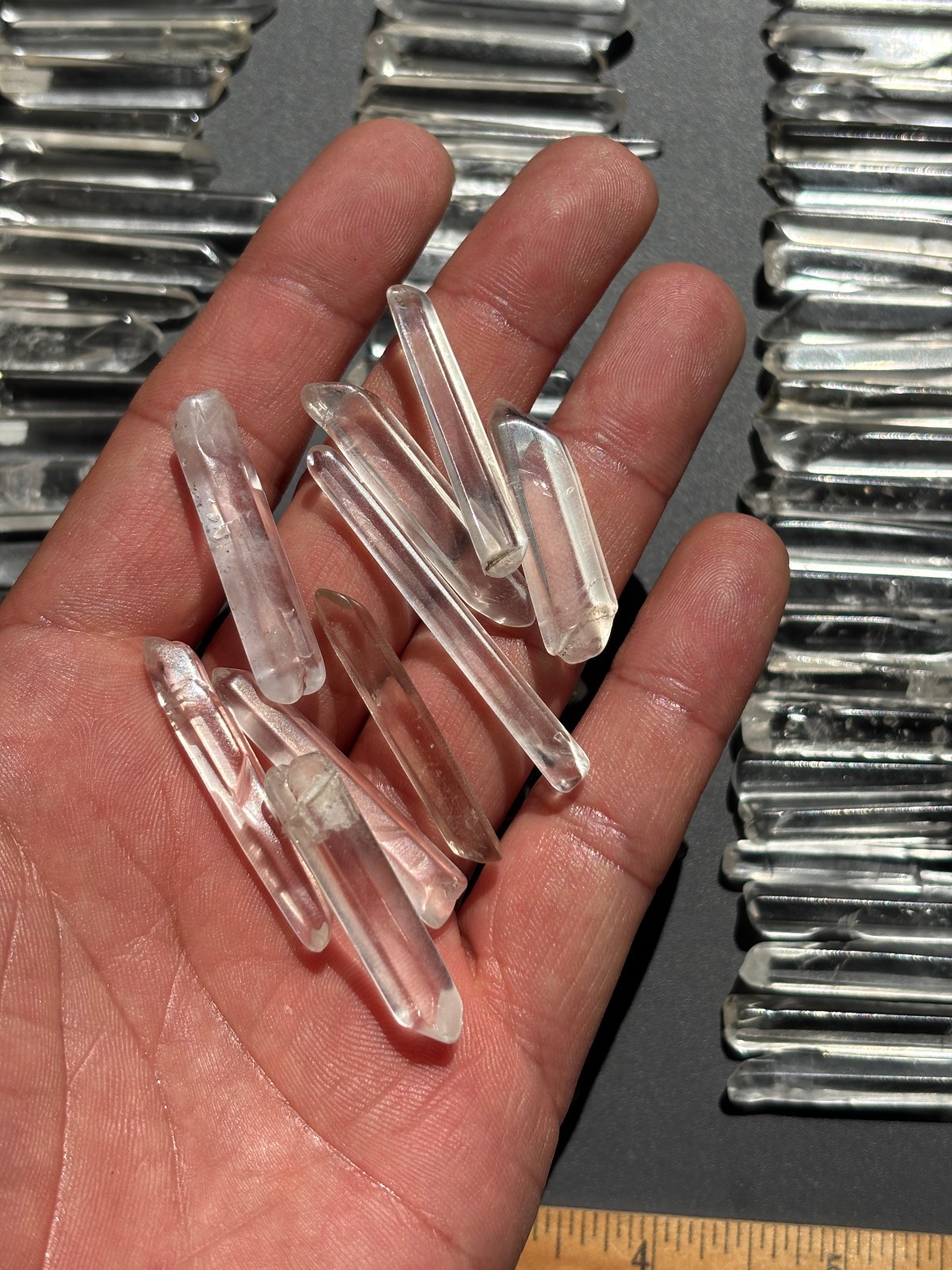 100pcs Bulk Thin Lemurian Polished Clear Quartz Crystal Points Wand Specimens