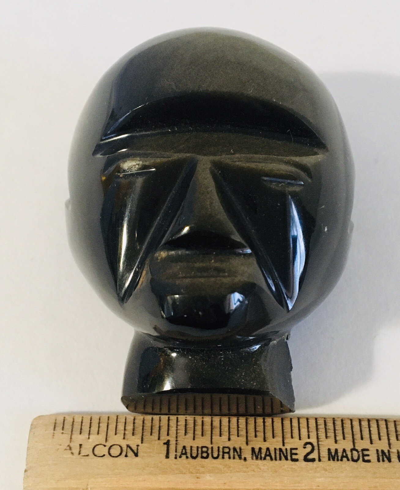 Obsidian Silver Sheen Carved and Polished Head 3″