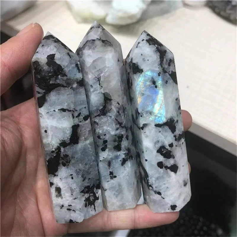 Rainbow Moonstone Tower Feminine Energy Hormone Balance June Birthstone 1PC
