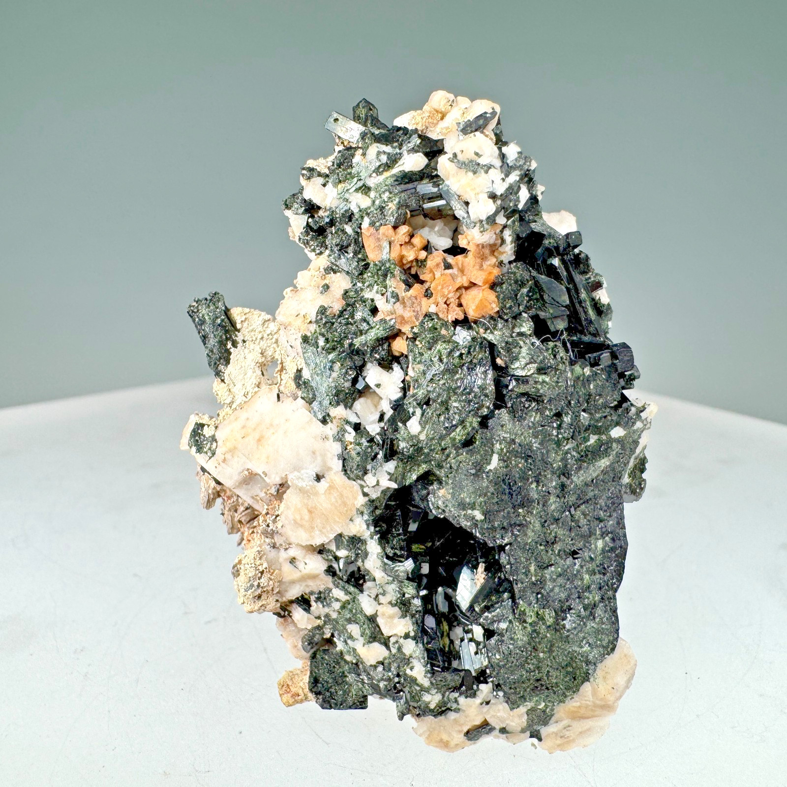 Sharp Bastnasite-(Ce) Crystal on Aegirine, Microcline: Mount Malosa, Malawi