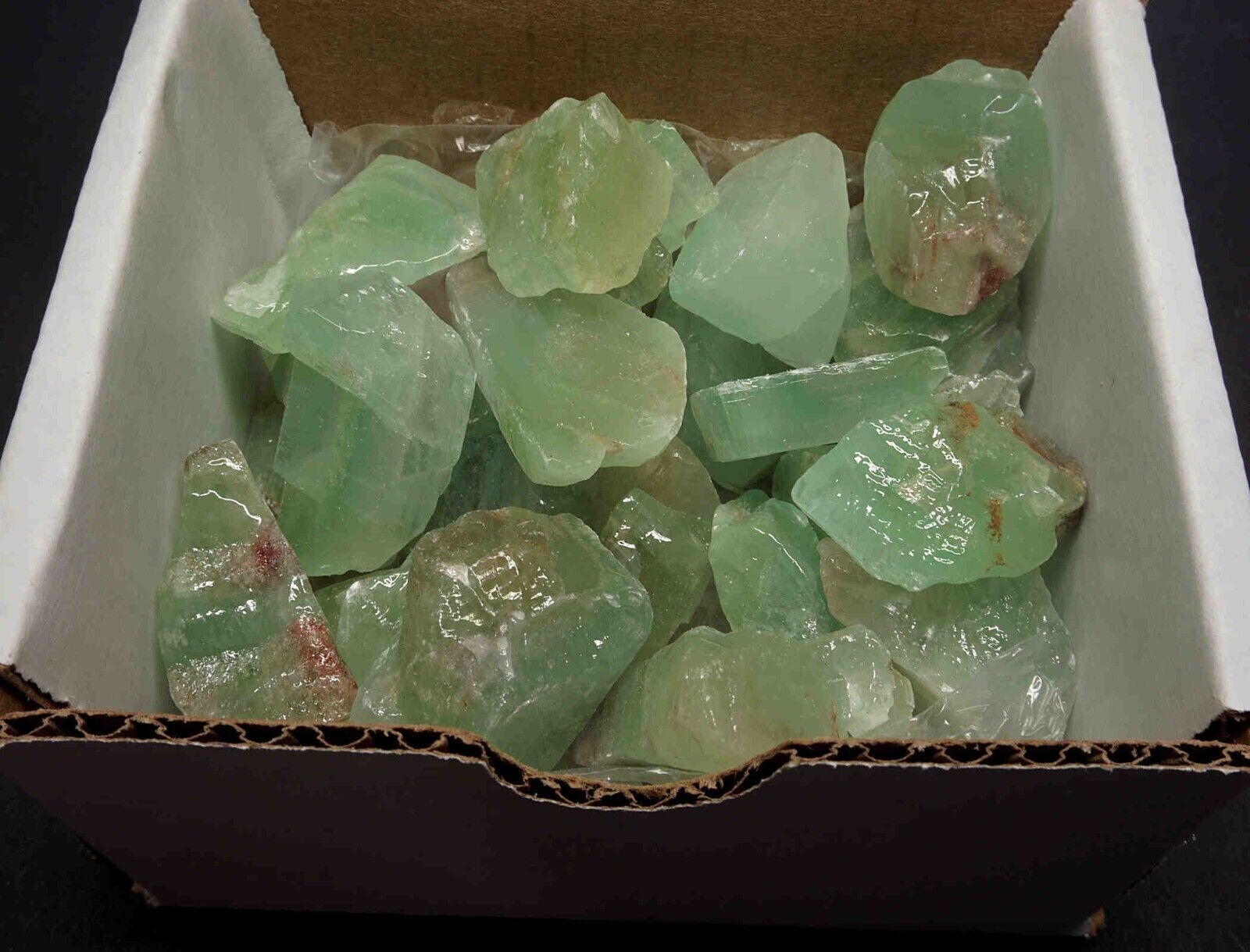 Green Calcite Box 1/2 Lb Bright Green Natural Crystal Chunks Mineral Specimens