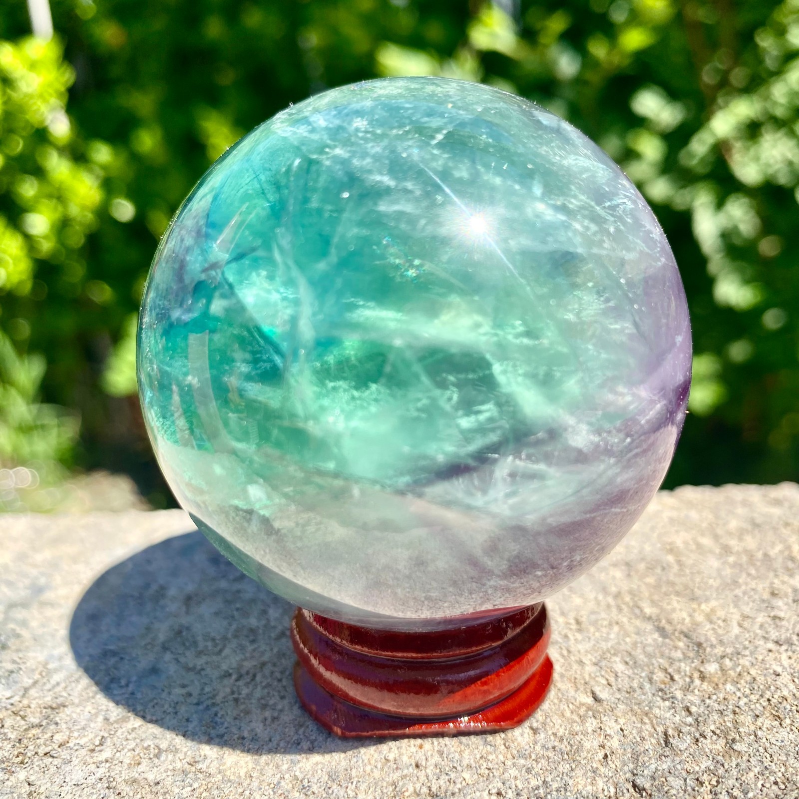 305G natural Green fluorite ball quartz crystal Sphere Reiki energy healing
