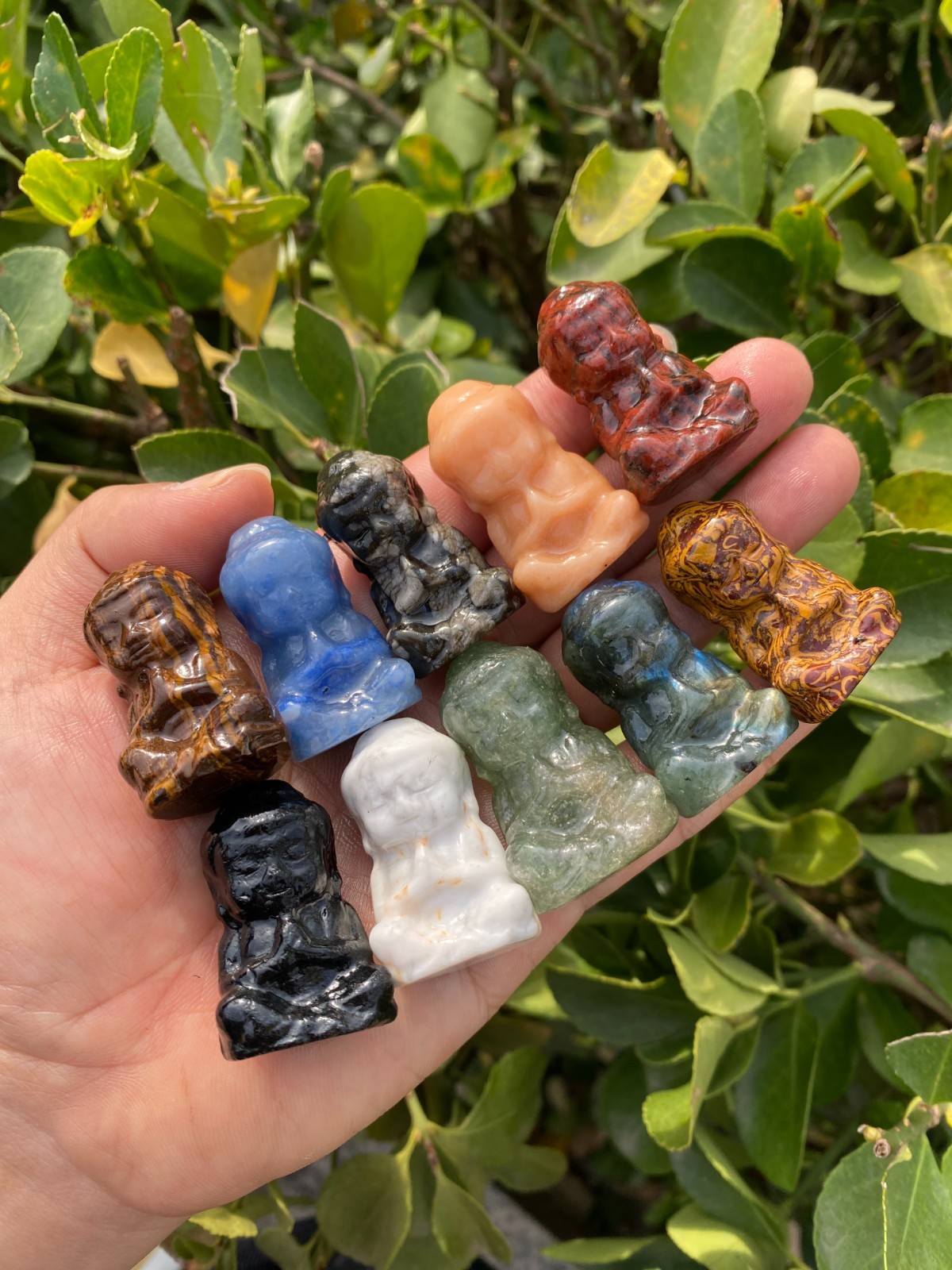 5pcs Natural Mixed Quartz Hand carved crystal Buddha skull reiki healing gift
