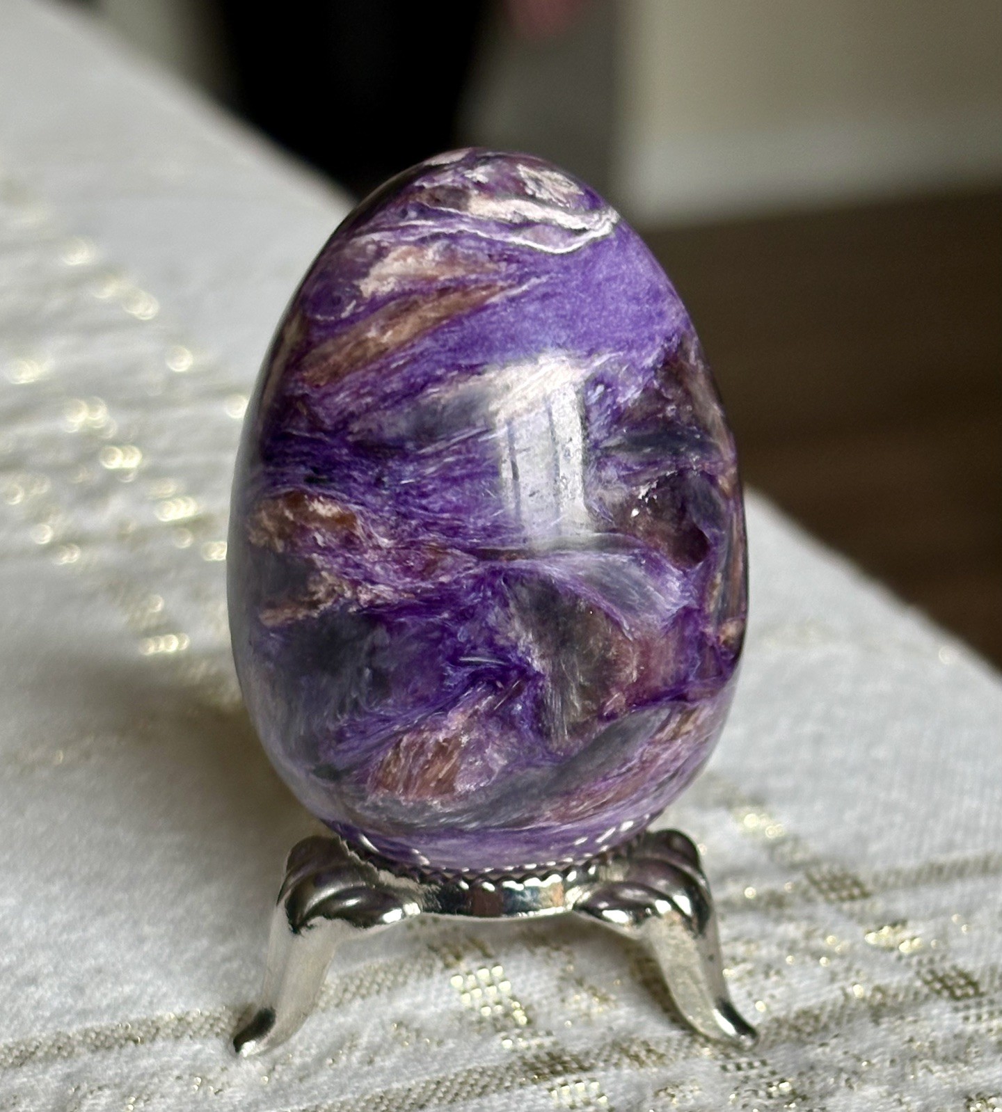 48mm Purple CHAROITE Egg Gemstone Sphere Yakutia, Russia