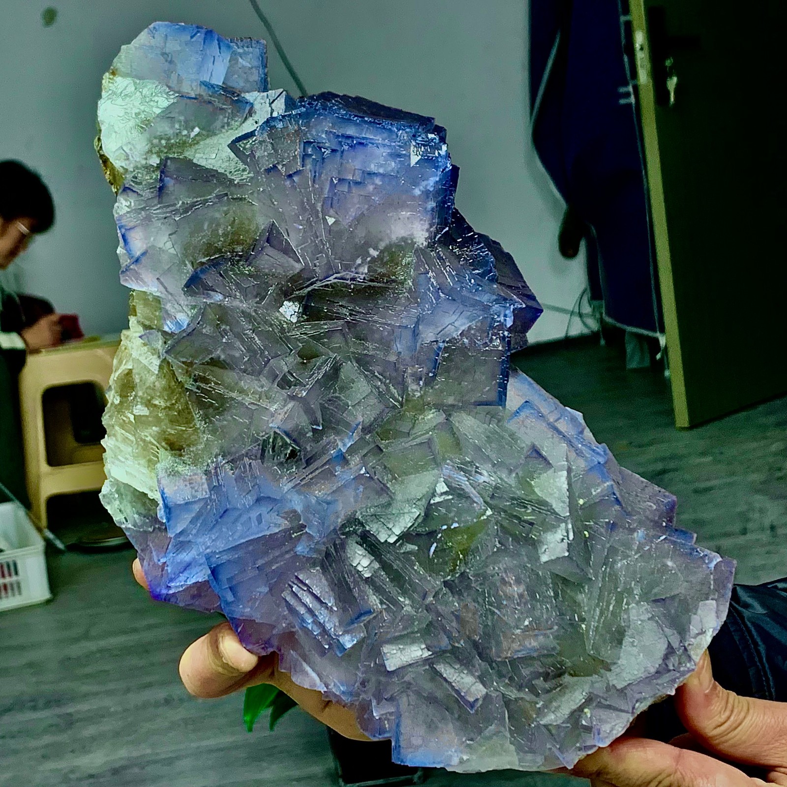 9.57LB Natural purple QR code fluorite cubic crystal mineral specimen