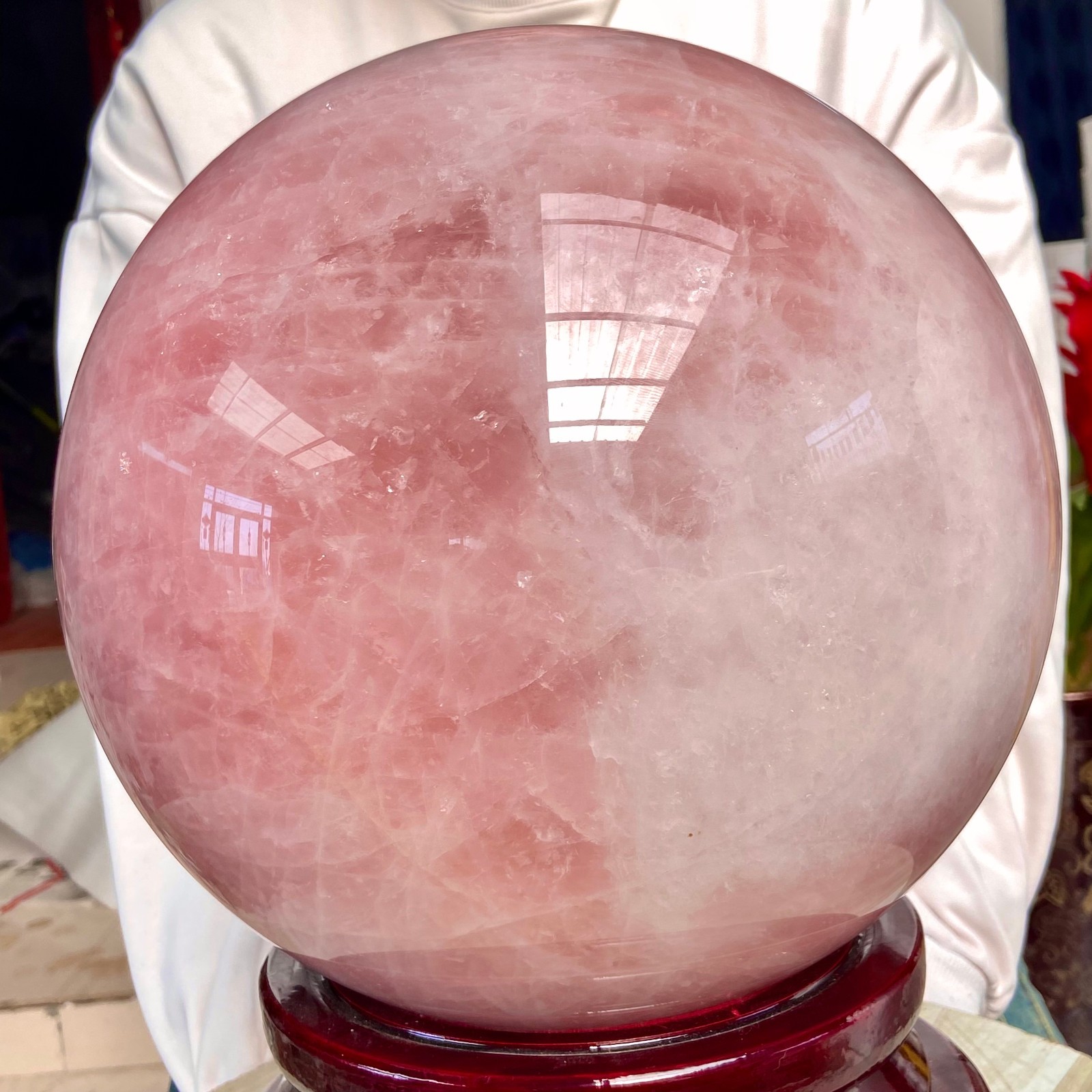 66.13LB Natural Crystal Pink Rose Chakra Quartz Sphere healing ball Specimen