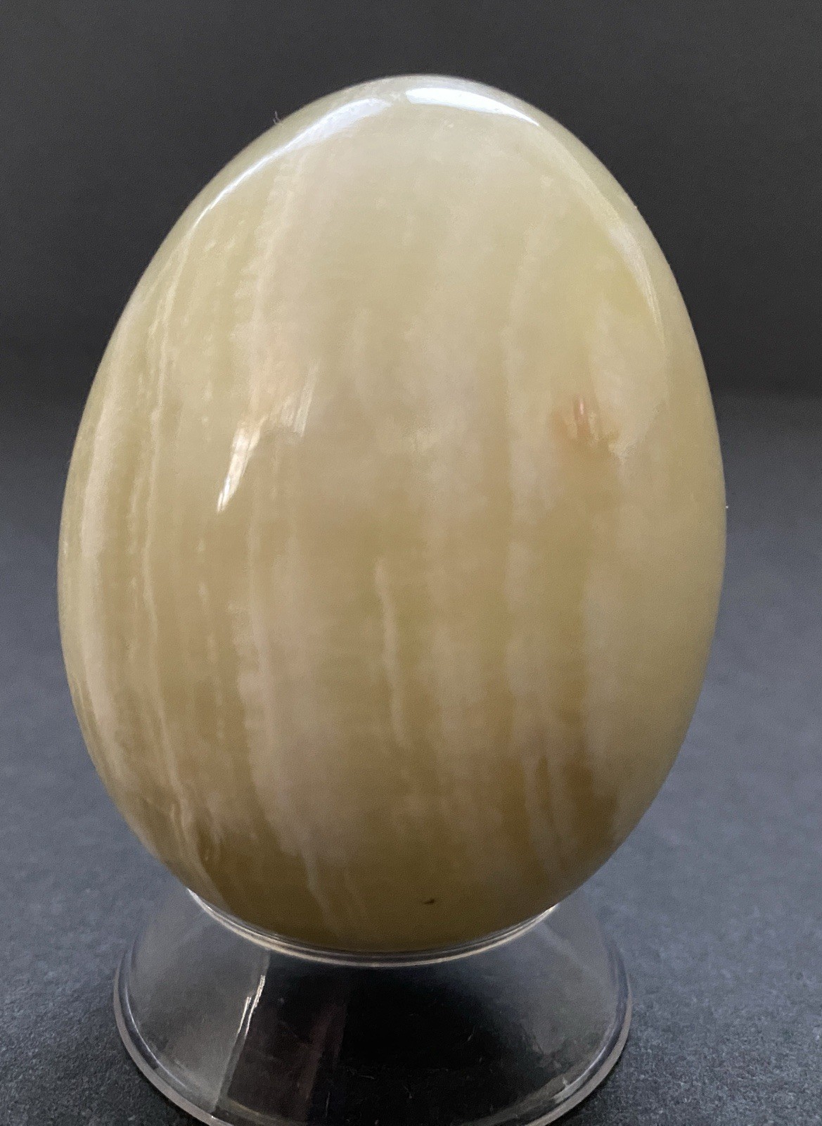 Natural Onyx Stone Egg With Stand Hand Polished Banded Agate Calcite Crystal