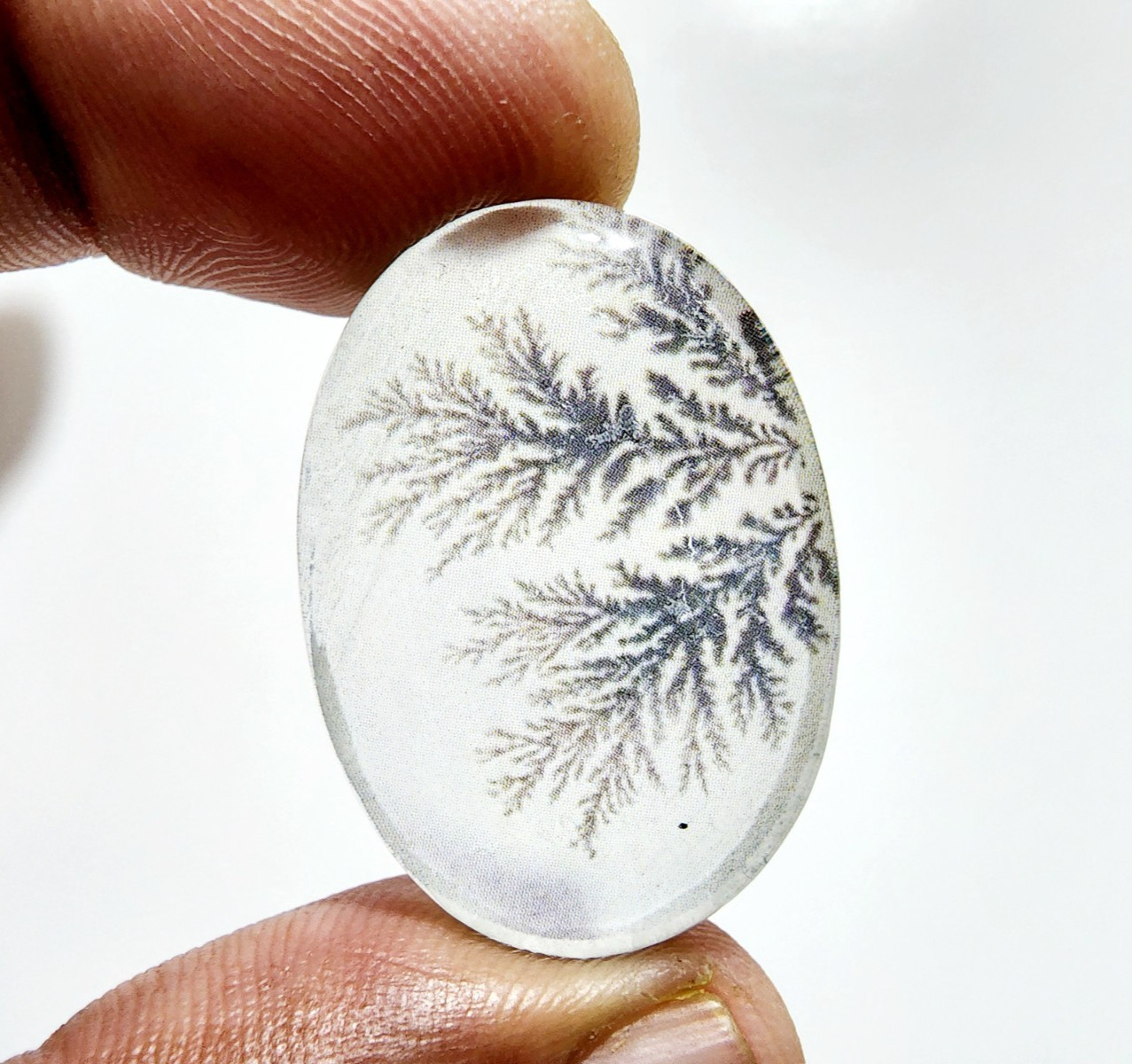 Attractive Texture Dendrite Opal Stone 57 Crt Oval Shape Loose Gemstone Cabochon
