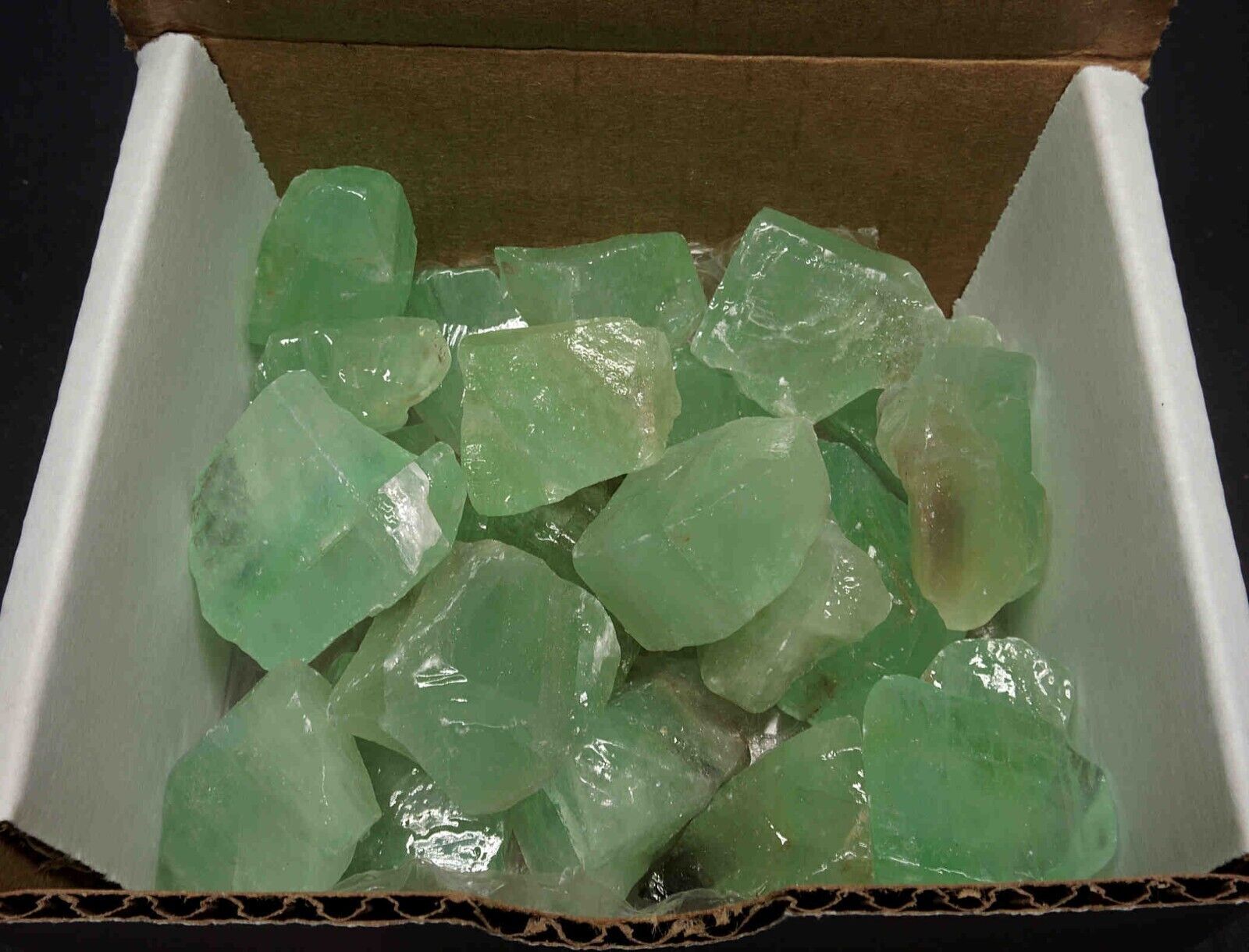 Green Calcite Box 1/2 Lb Bright Green Natural Crystal Chunks Mineral Specimens
