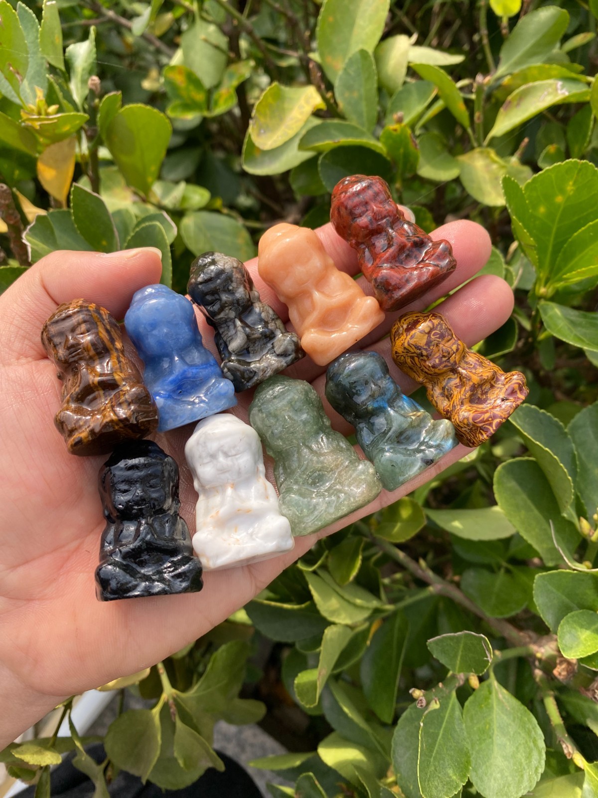 5pcs Natural Mixed Quartz Hand carved crystal Buddha skull reiki healing gift