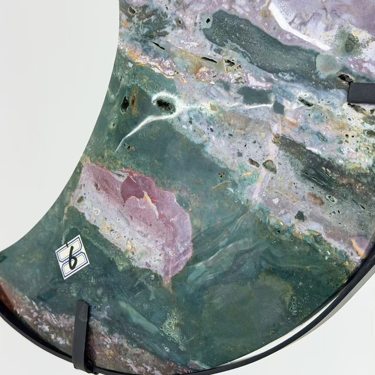 14.3LB 13.3″ Massive Natural Ocean Jasper Moon Crystal Carving Healing Decor