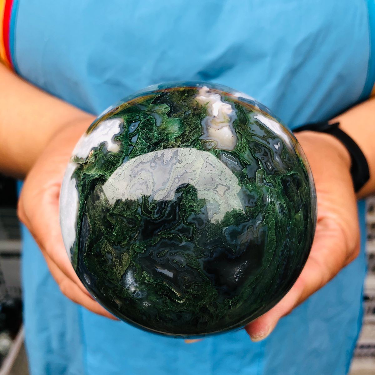3pcs 5.83LB Natural Water Grass Agate Ball Quartz Crystal Ball Healing 2110