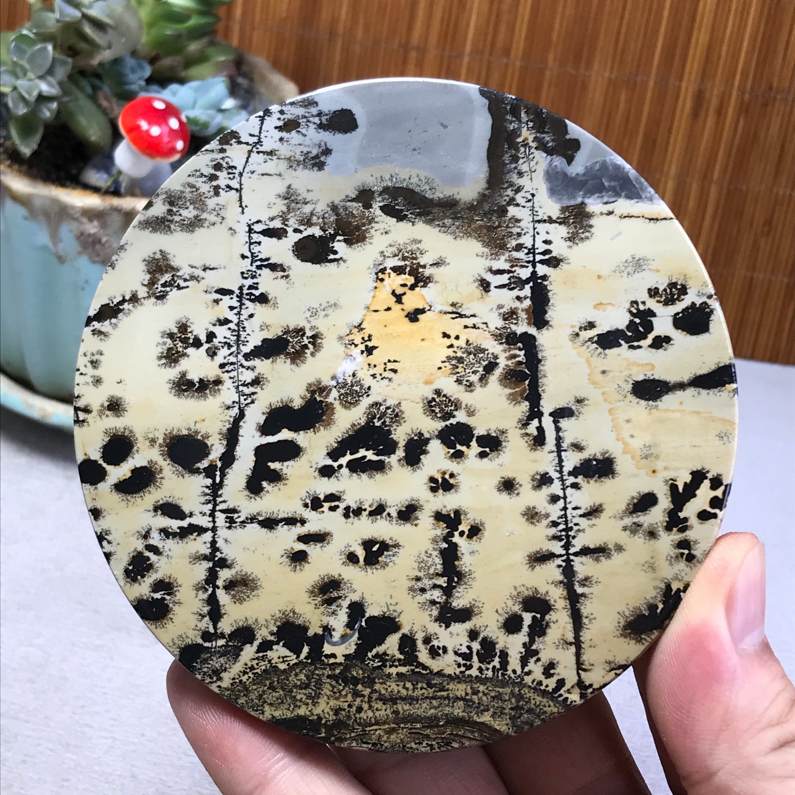 100mm Natural Chinese painting stone crystal ornaments for home decoration A6404