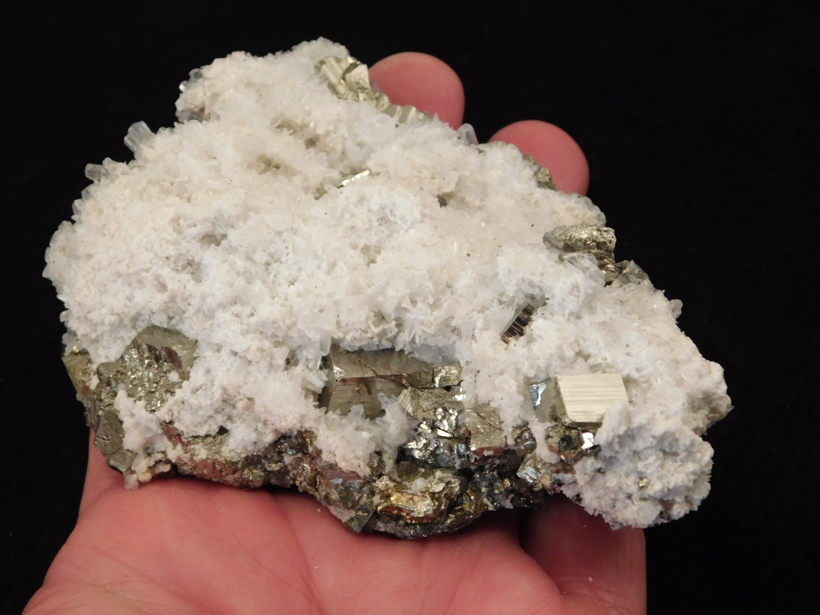Larger! PYRITE Crystal CUBE Cluster with QUARTZ Crystals 100% Natural Peru 263gr