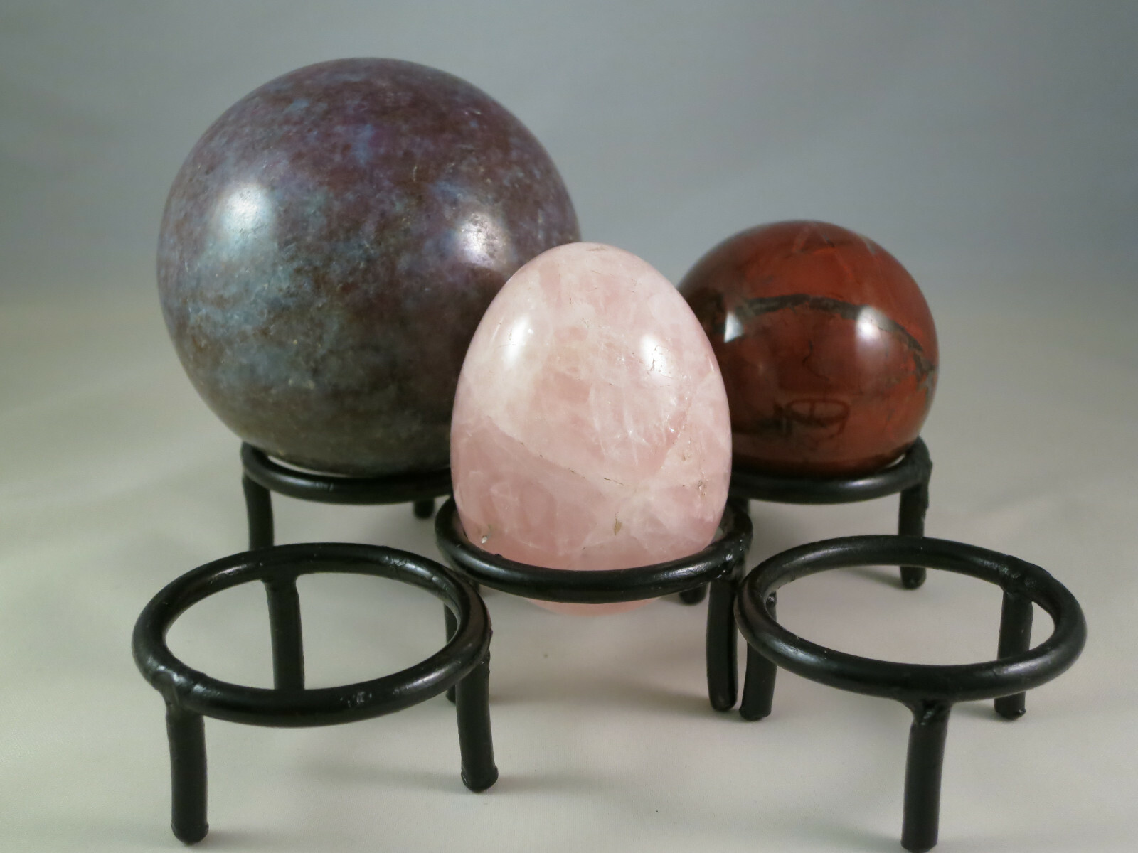 SET OF 5 – BLACK IRON SPHERE OR EGG STANDS