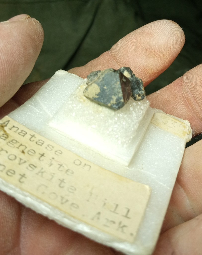 Old Collection Anatase Crystal on Magnetite Magnet Cove Arkansas Perovskite Hill