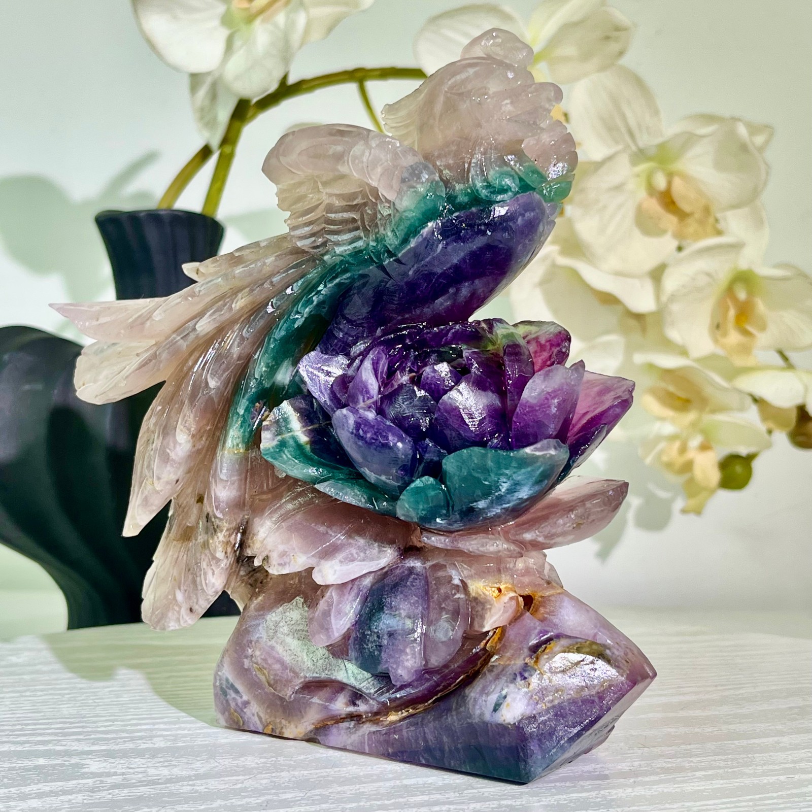 3.5LB Natural fluorite quartz products, hand carved and polished spiritual orna