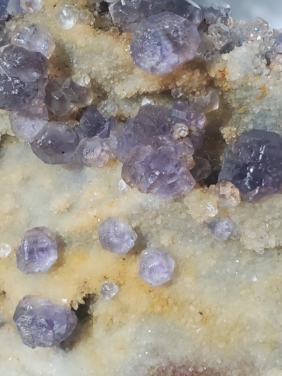 Tanzanite Fluorite On tan-colored quartz-rich matrix Statement PEACE 1KG 210G