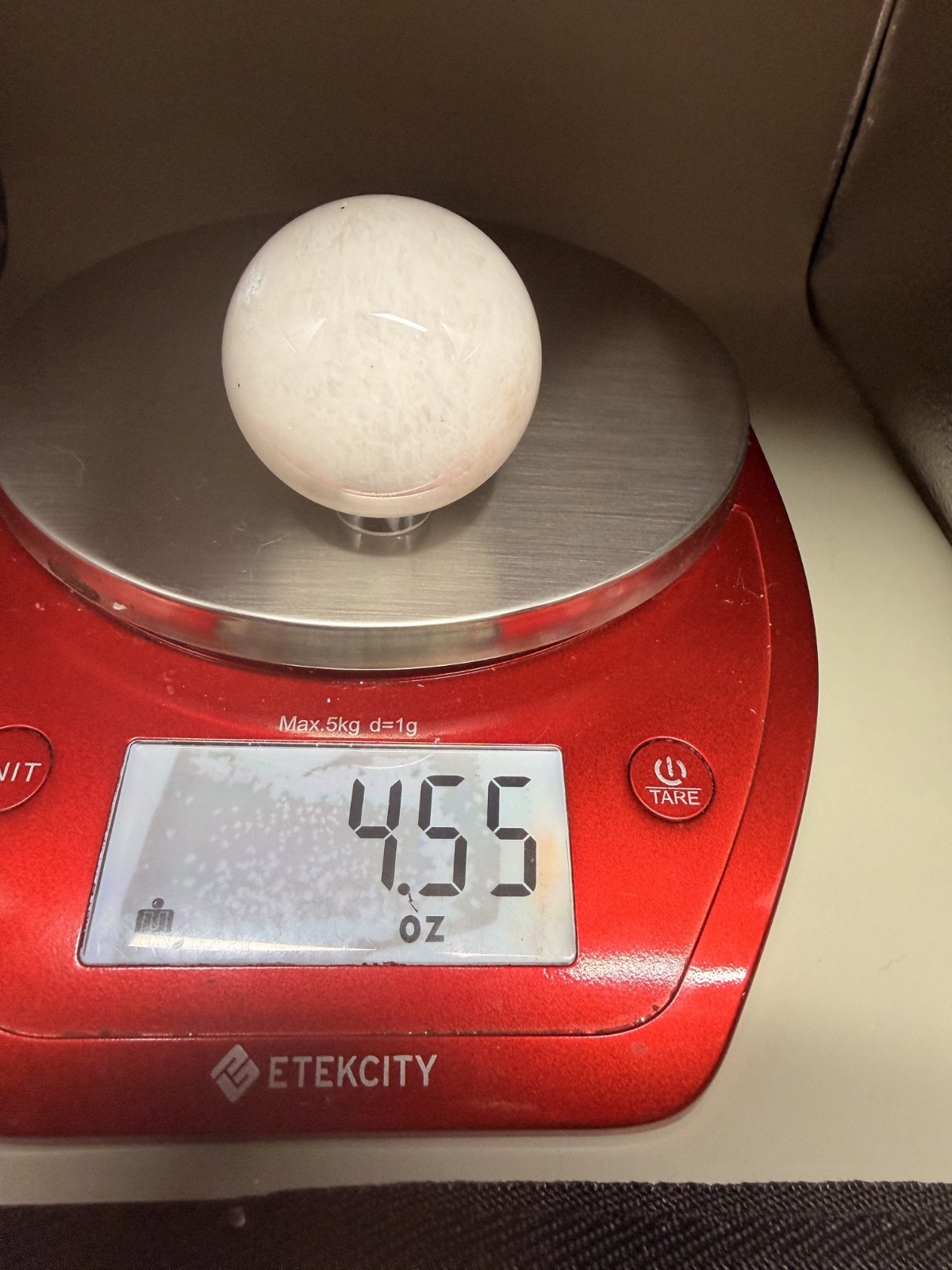 White Calcite Sphere 4.55oz 1.7in White Onyx Healing Stone