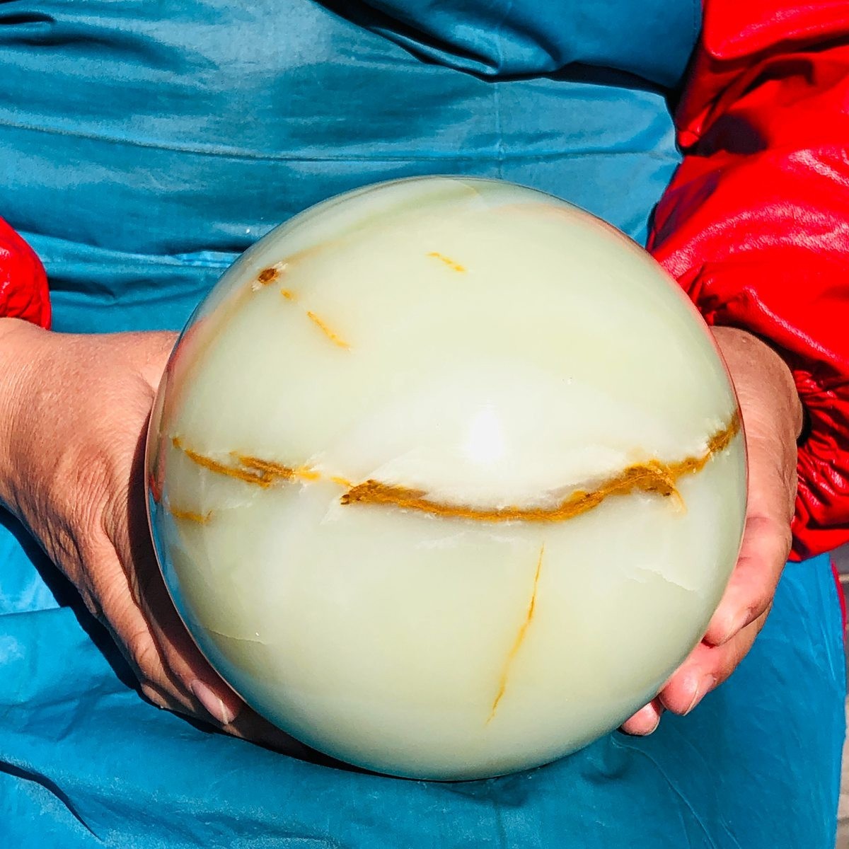 10.58LB Natural Afghan Jade Chakra Quartz Sphere healing ball Specimen 3295