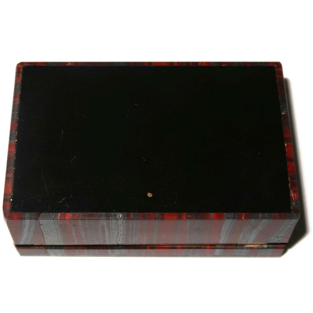 Polished Banded Hematite Red Jasper Jewelry Lidded Trinket Box, 2 1/8″ x 3 1/4″