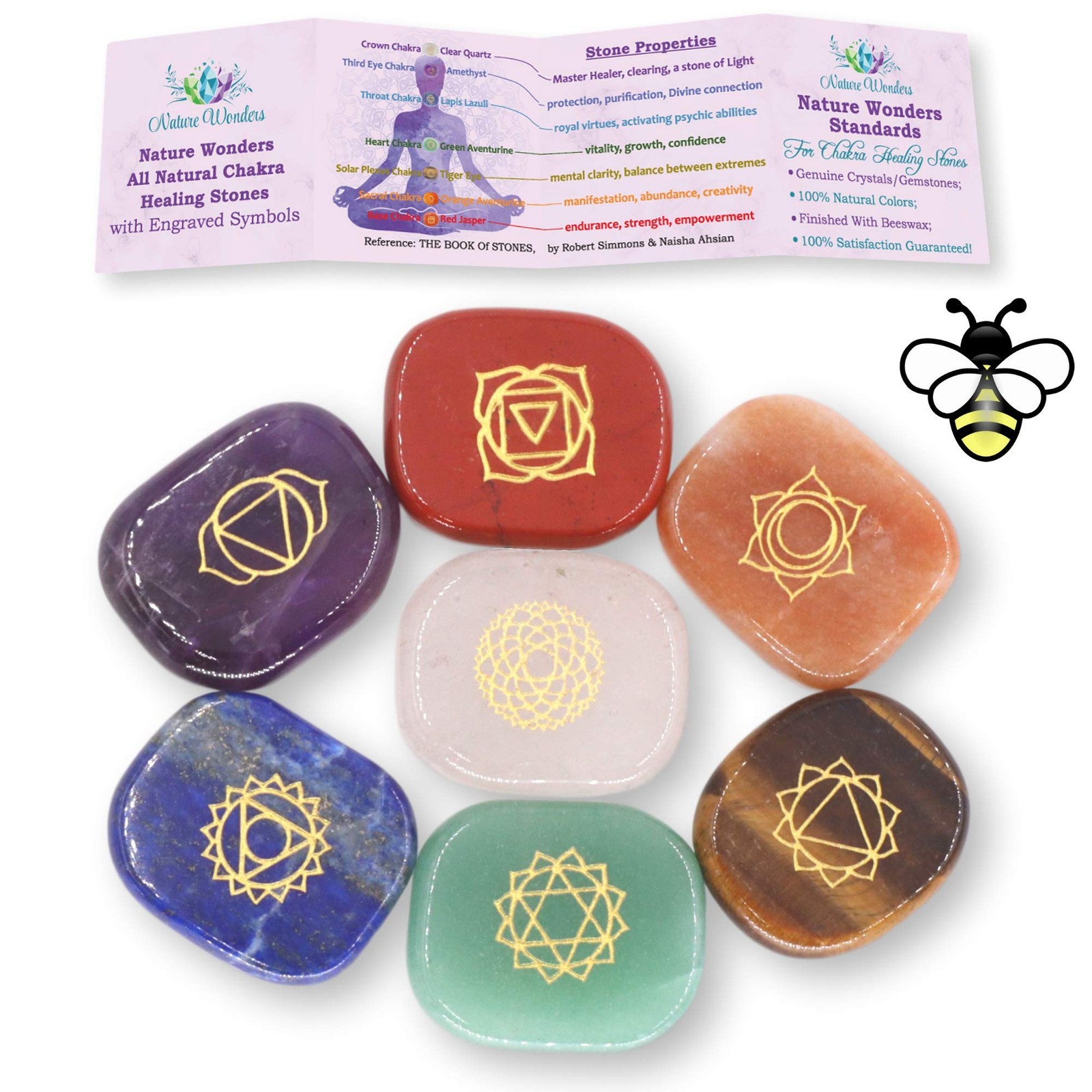 Chakra Stone Set Natural Healing Crystals Polished Palm Meditation Reiki Energy
