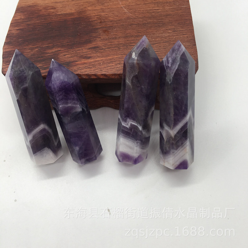 50-60mm Natural Dreamy Amethyst Quartz Crystal Obelisk Wand Tower Point Healing