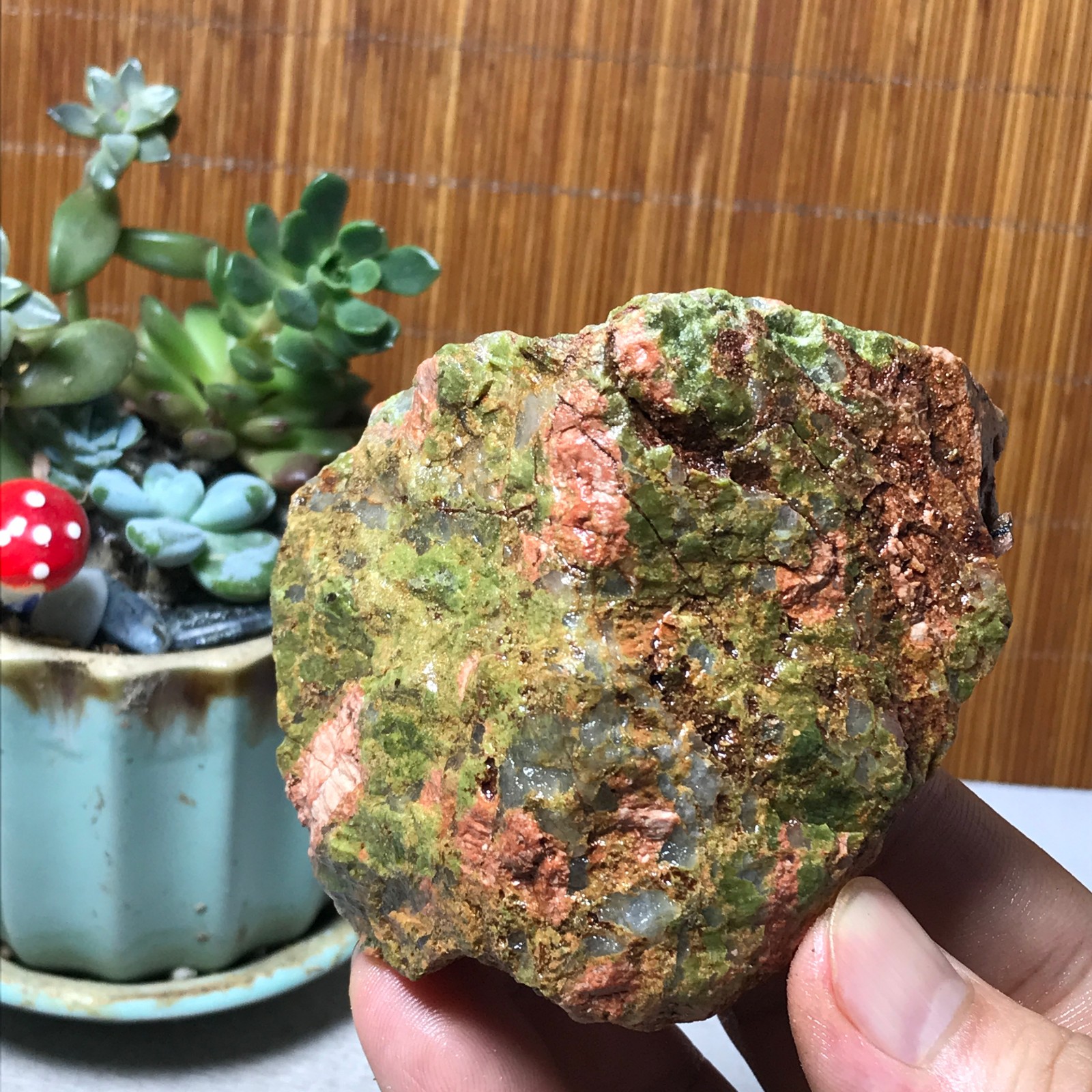235g Natural Unakite Crystal gemstone Rough Mineral Specimen healing A6361