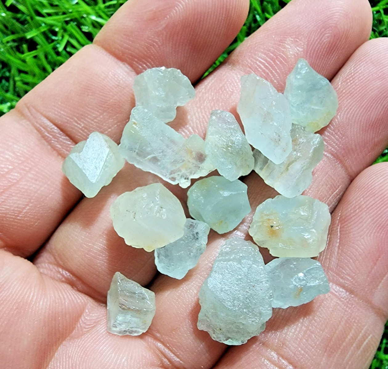 14 Pcs Mickey Aquamarine Gemstone Rough Lot 9-16 mm Aquamarine Rough Stone Bulk