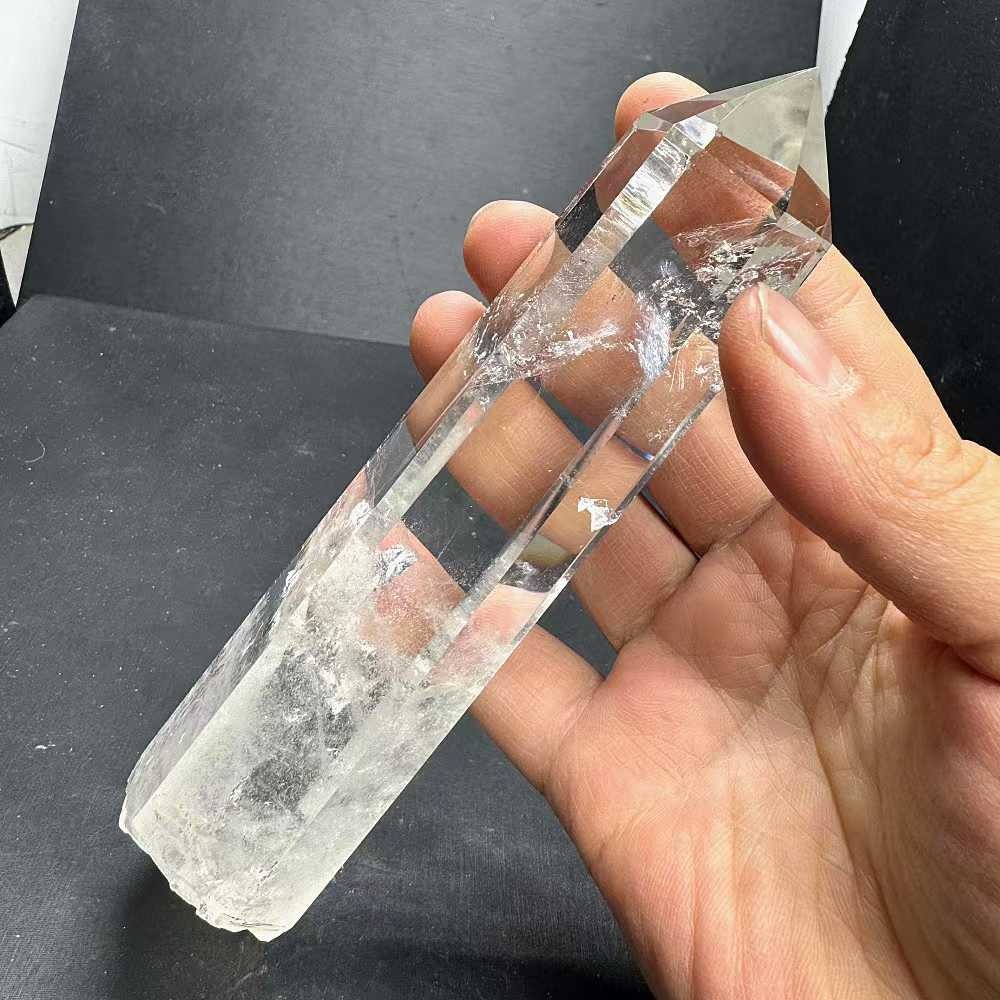 350g Natural White Quartz Obelisk Energy Crystal Point Wand Reiki Decor+Stand