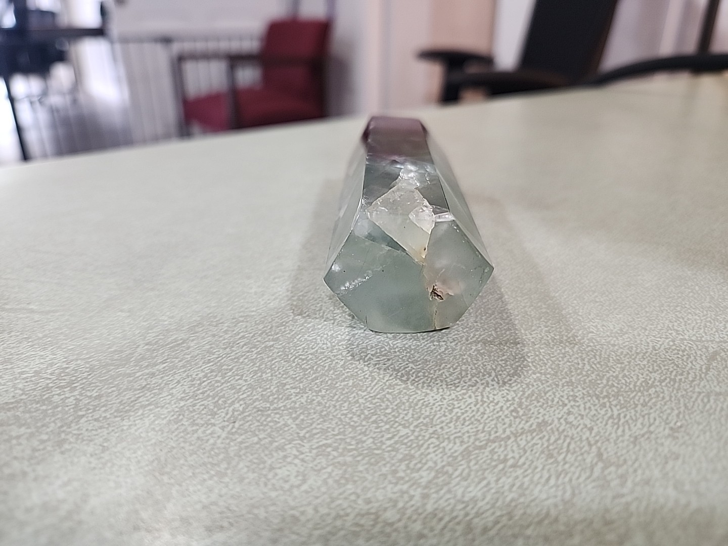 8 oz 4.25 in. Natural rainbow fluorite quartz Crystal obelisk Point Healing Wand