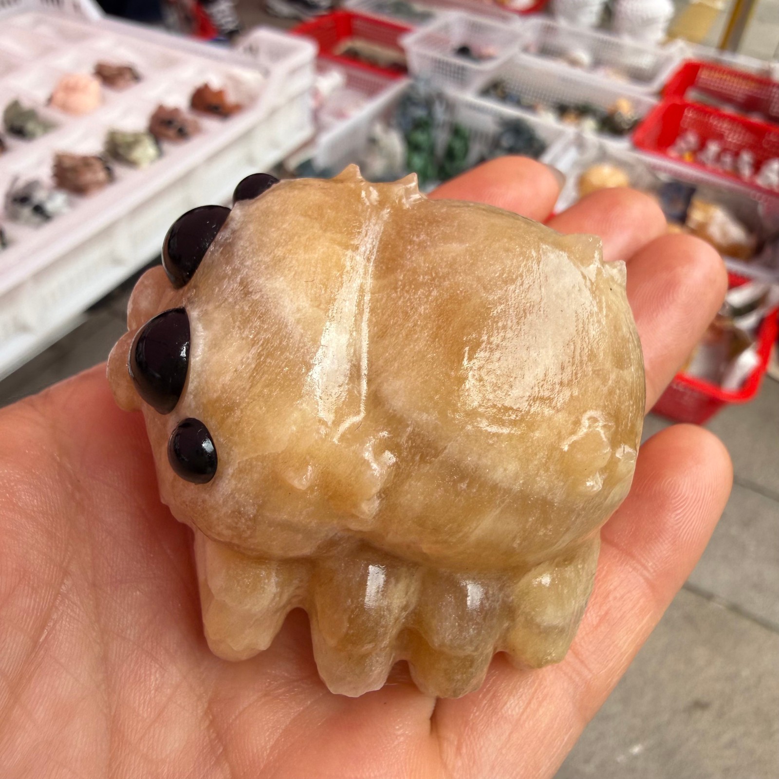 1pc Natural geode stone Quartz Carved Spider Crystal Reiki Decor