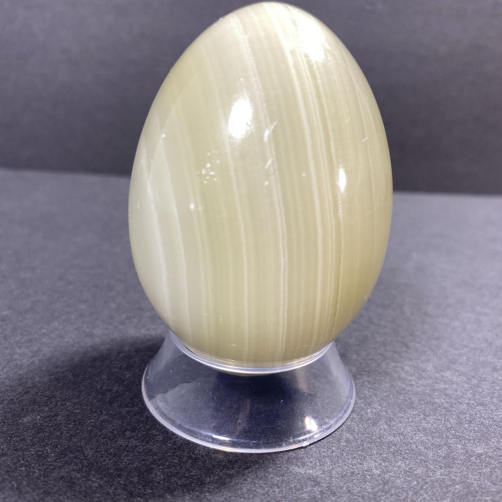 Natural Onyx Stone Egg With Stand Hand Polished Banded Agate Calcite Crystal