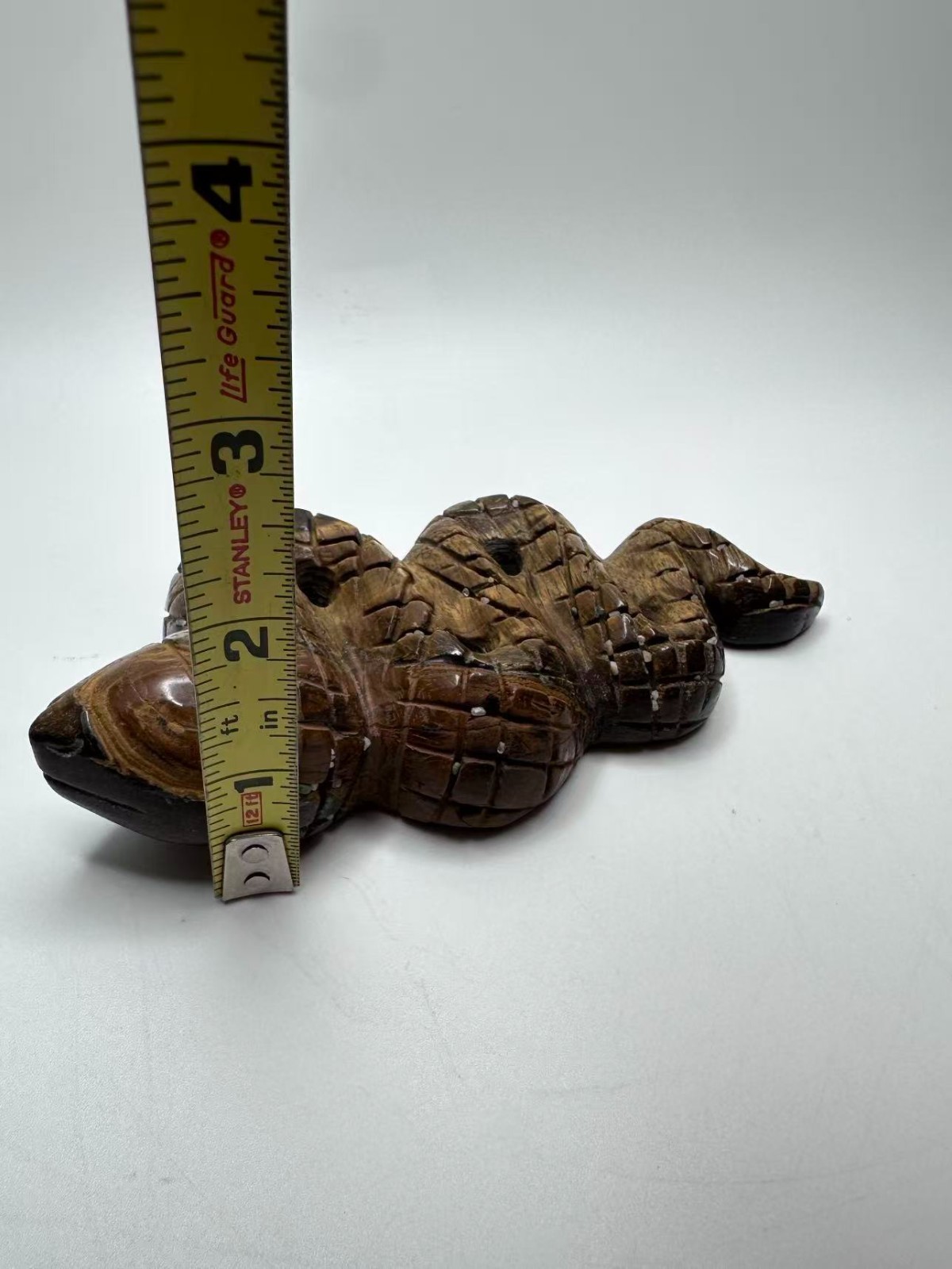 Natural Tiger’s Eye Snake Figurine 6″x2.75″ – Polished Crystal Carving 11.8 oz