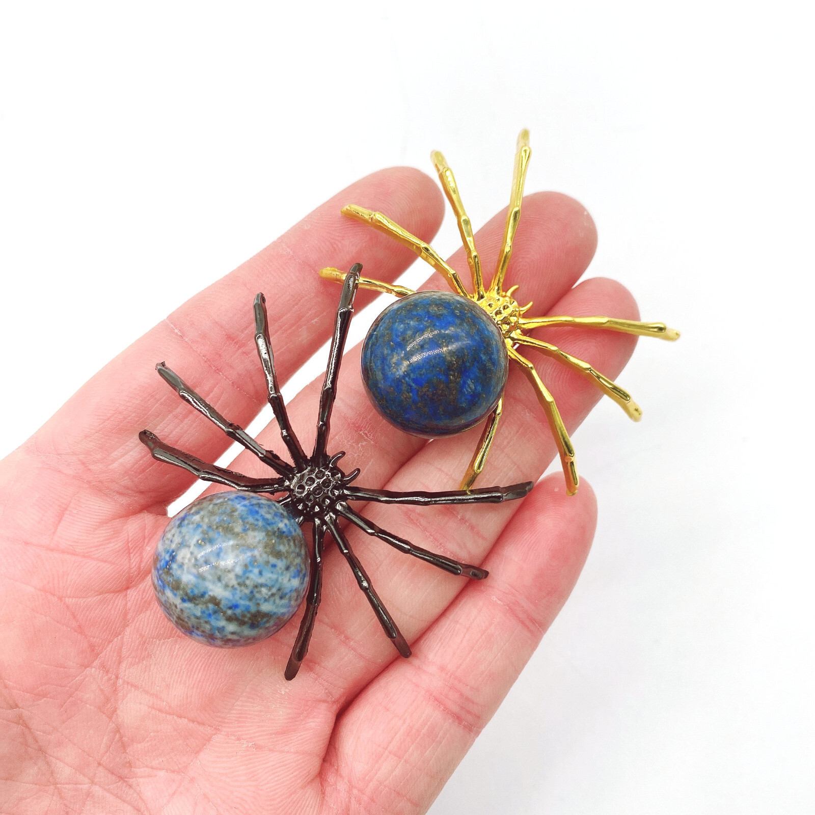 50pcs Natural Lapis Lazuli Spider Reiki Sphere Crystal Quartz Healing Decorate