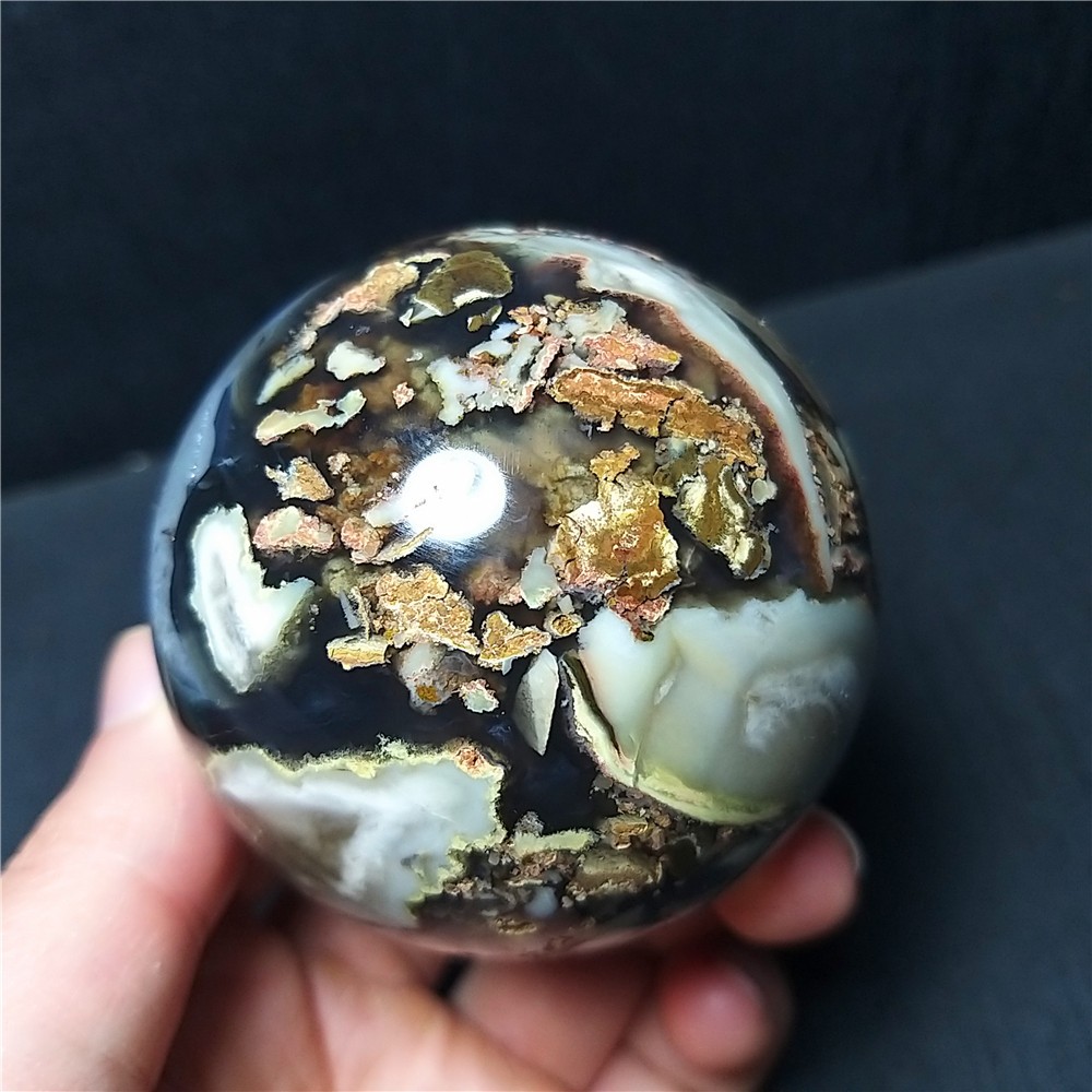 RARE 300G 61mm Natural Polishing Colorful Agate Stone Ball Reiki Healing A399