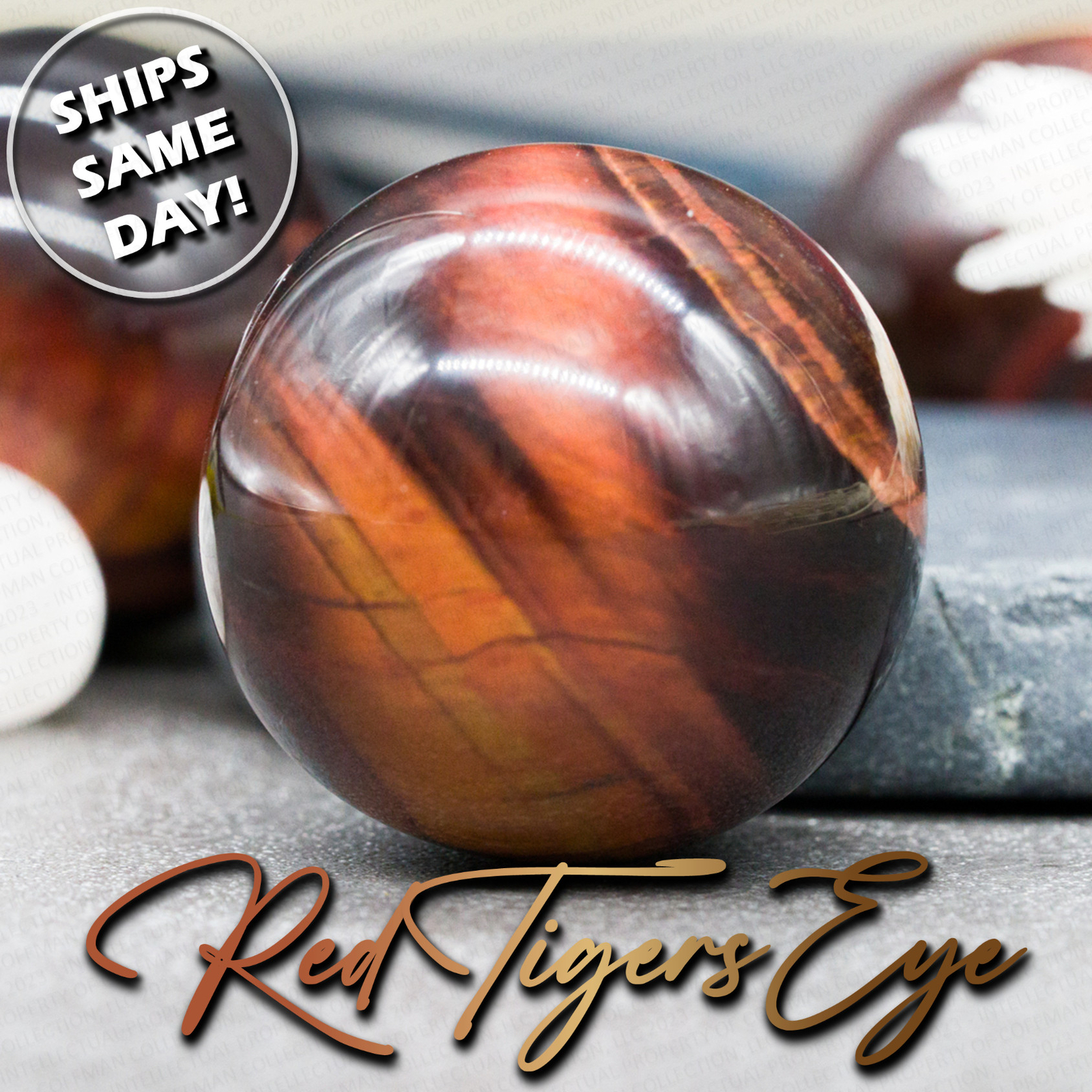 Red Tiger’s Eye Crystal Gem Sphere Smooth Pocket Worry Stone Crystal Ball Heal