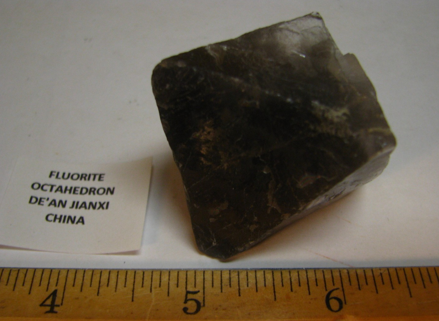 98g LARGE GRAY/CLEAR OCTAHEDRON FLUORITE 2.07×2.06×2.06in DE’AN JIANXI CHINA#243