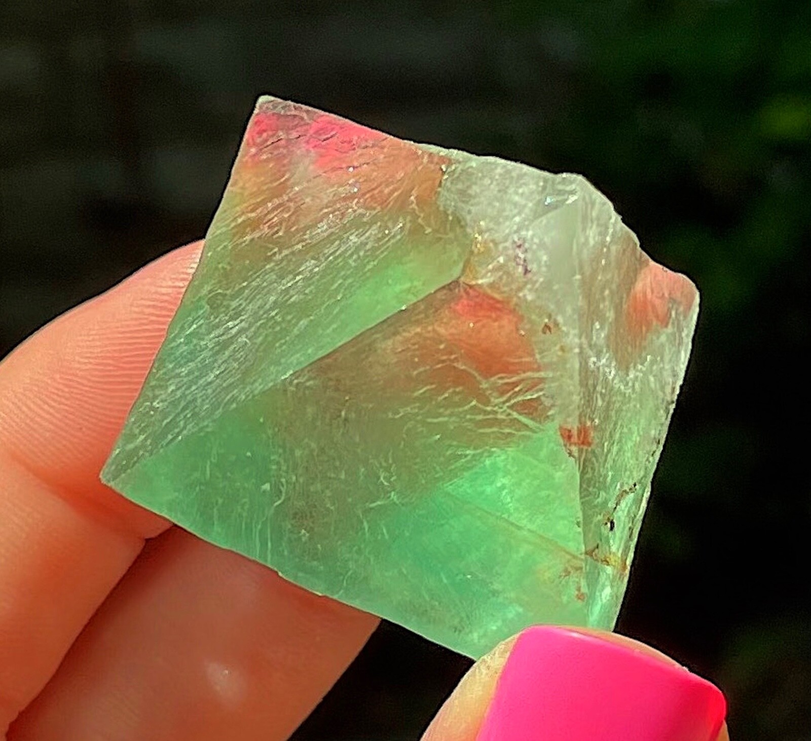 Fluorite Octahedron Gem Apple Green Color From Riemvasmaak South Africa 4.7 cms