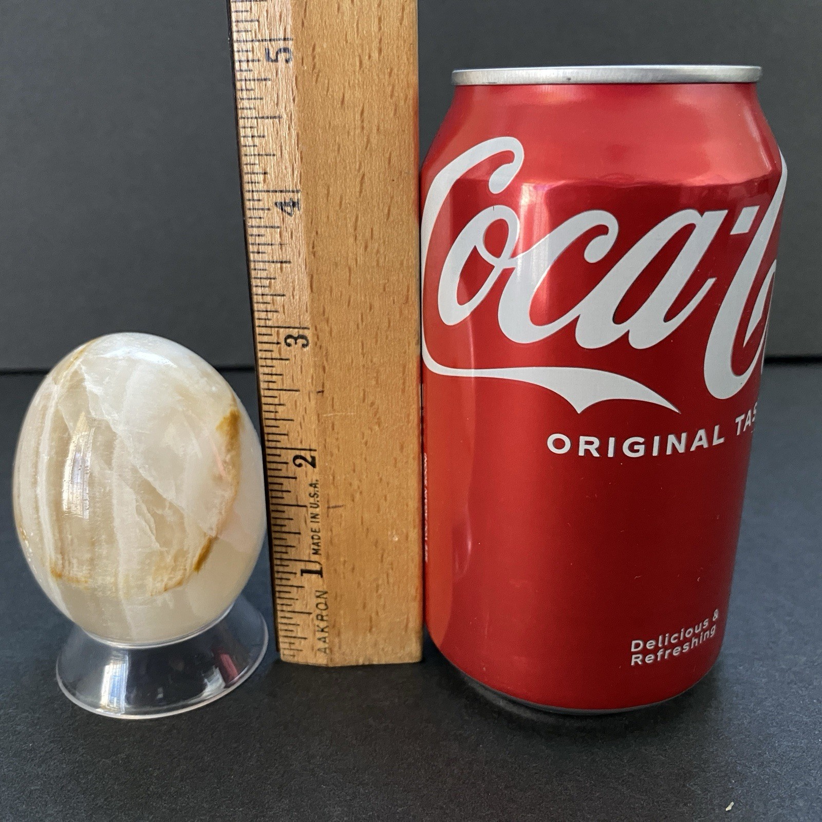 Natural Onyx Stone Egg With Stand Hand Polished Banded Agate Calcite Crystal