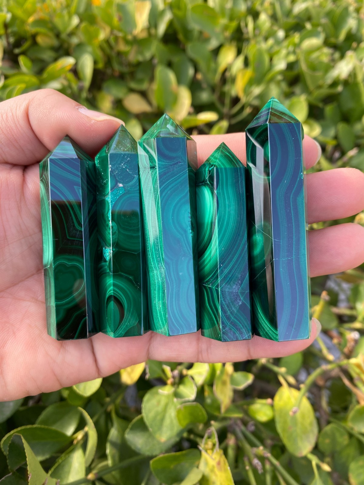 1pc Top Natural Malachite Quartz Obelisk Crystals Tower Chakras Point healing
