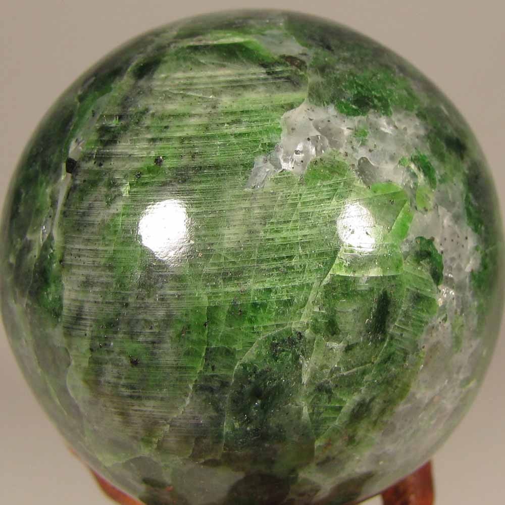 2″ Rare Green CHROME DIOPSIDE Gemstone Sphere w/ Stand – Siberia, Russia – 52mm