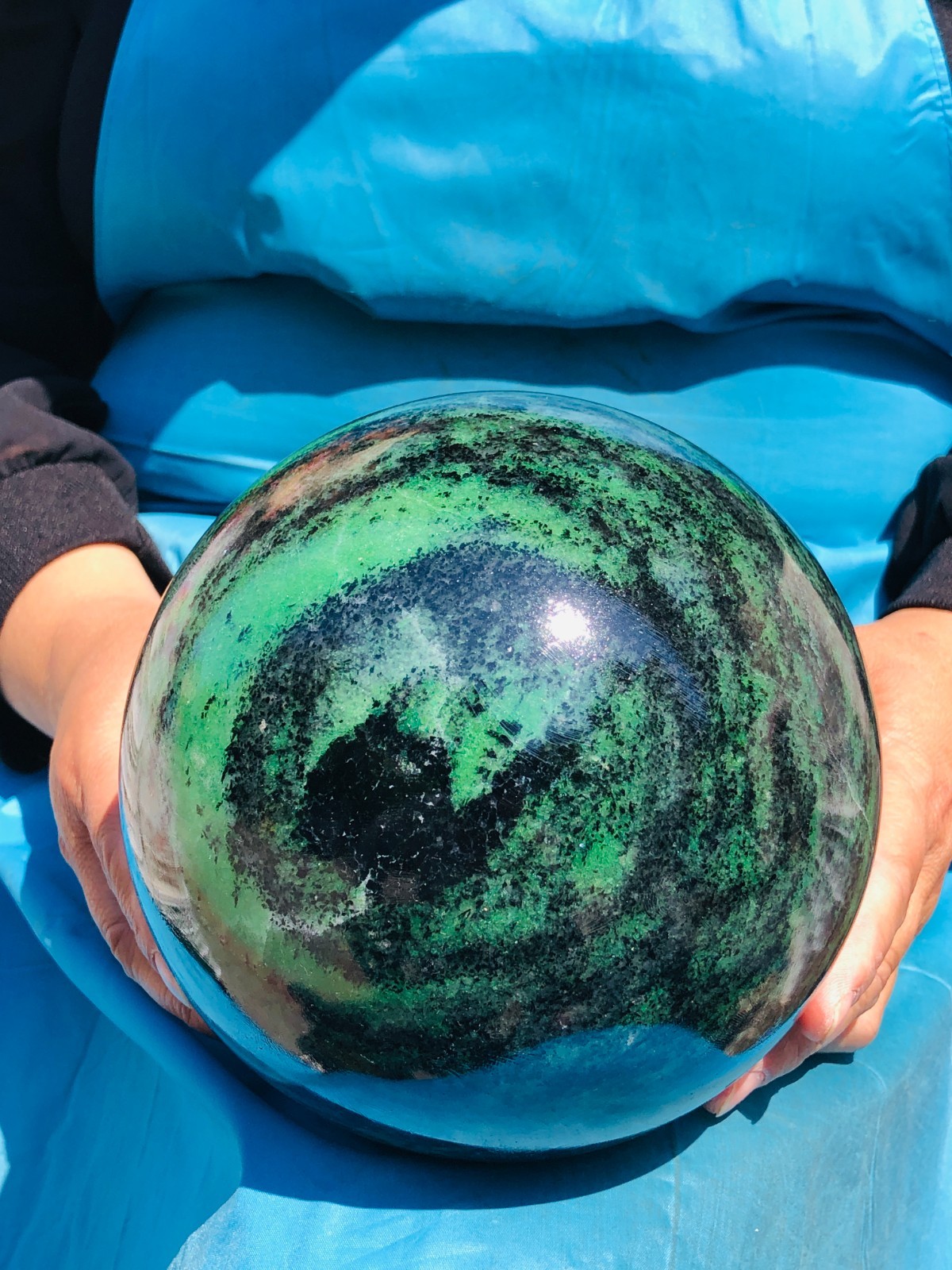 12.29 LB Large Natural Ruby Zoisite Sphere Crystal Healing Stone Specimen 5157