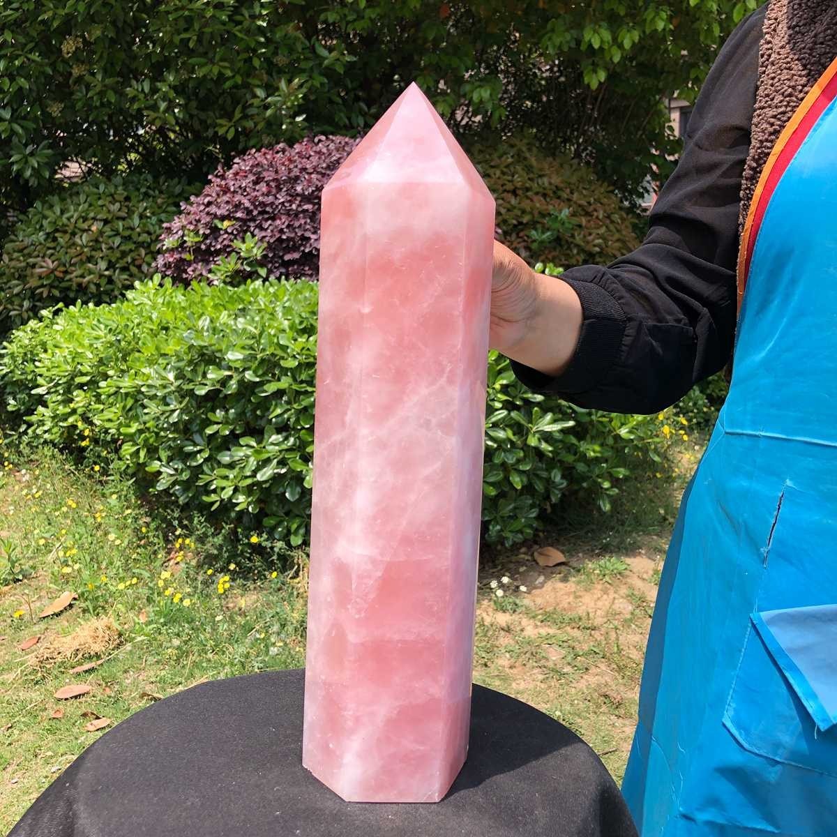 12.16LB Natural rose quartz obelisk pink crystal tower point healing decor