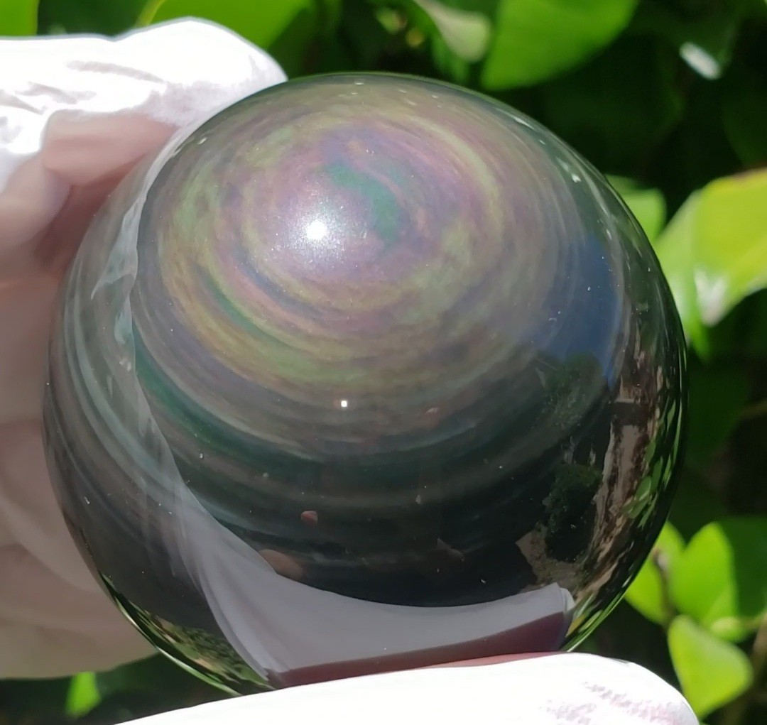 2.33″ Rainbow Obsidian Crystal Sphere Orb Ball, 260g or 9.2 oz
